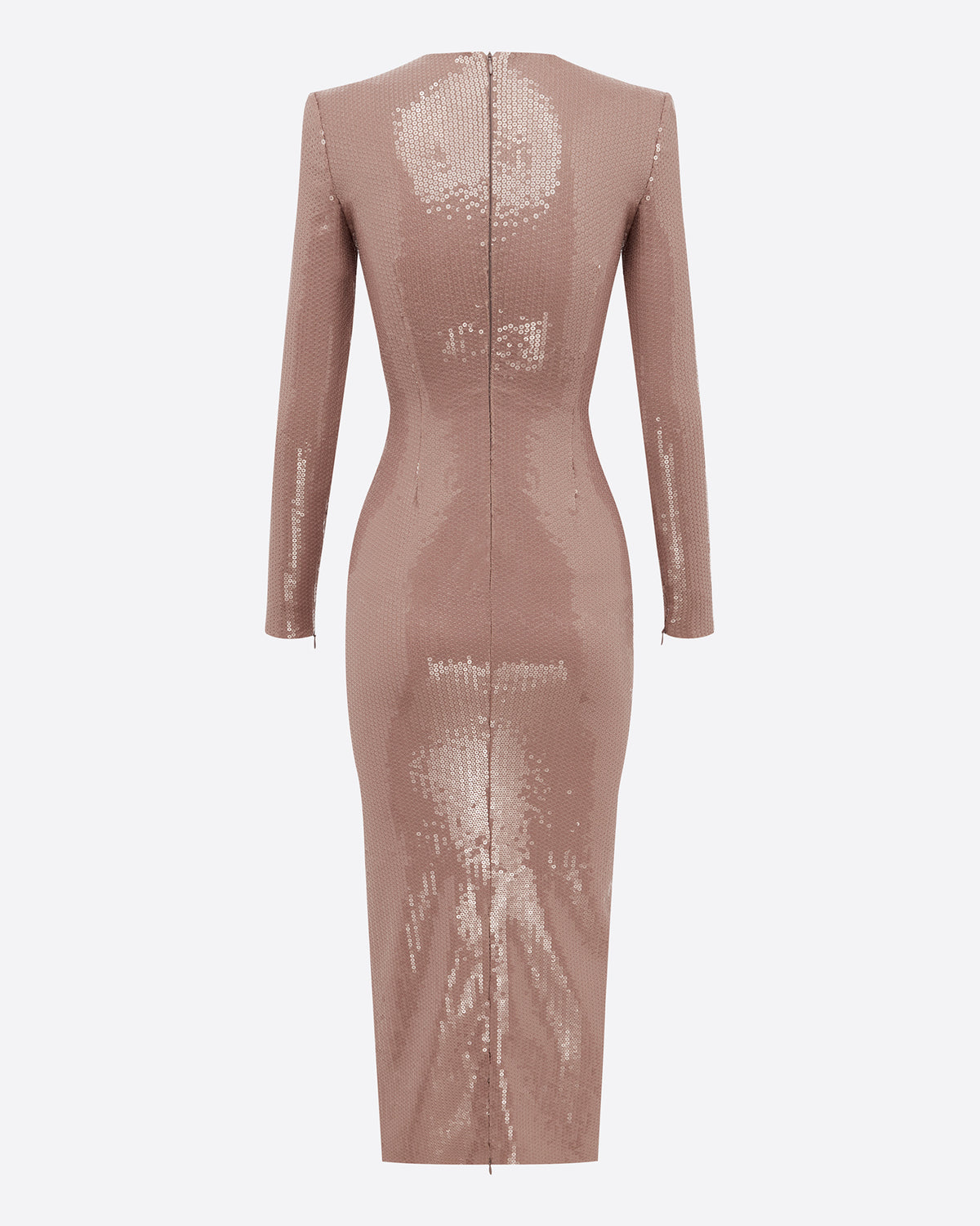 Long Sleeve Dress in Sequin Stretch Mesh