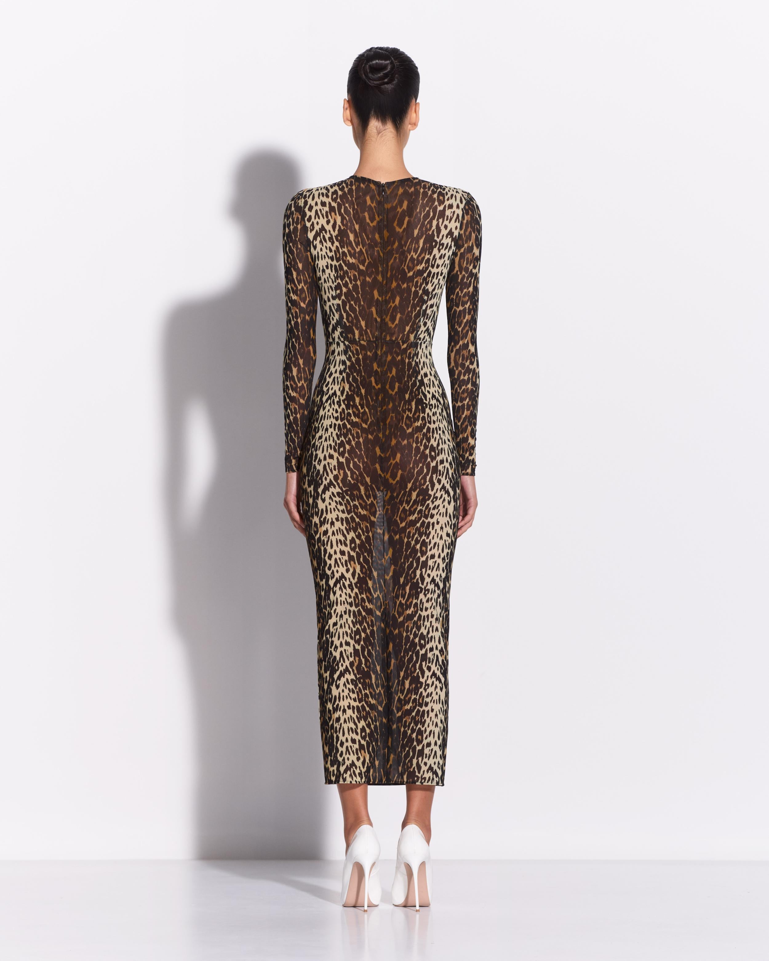 Long Sleeve Dress in Stretch Mesh