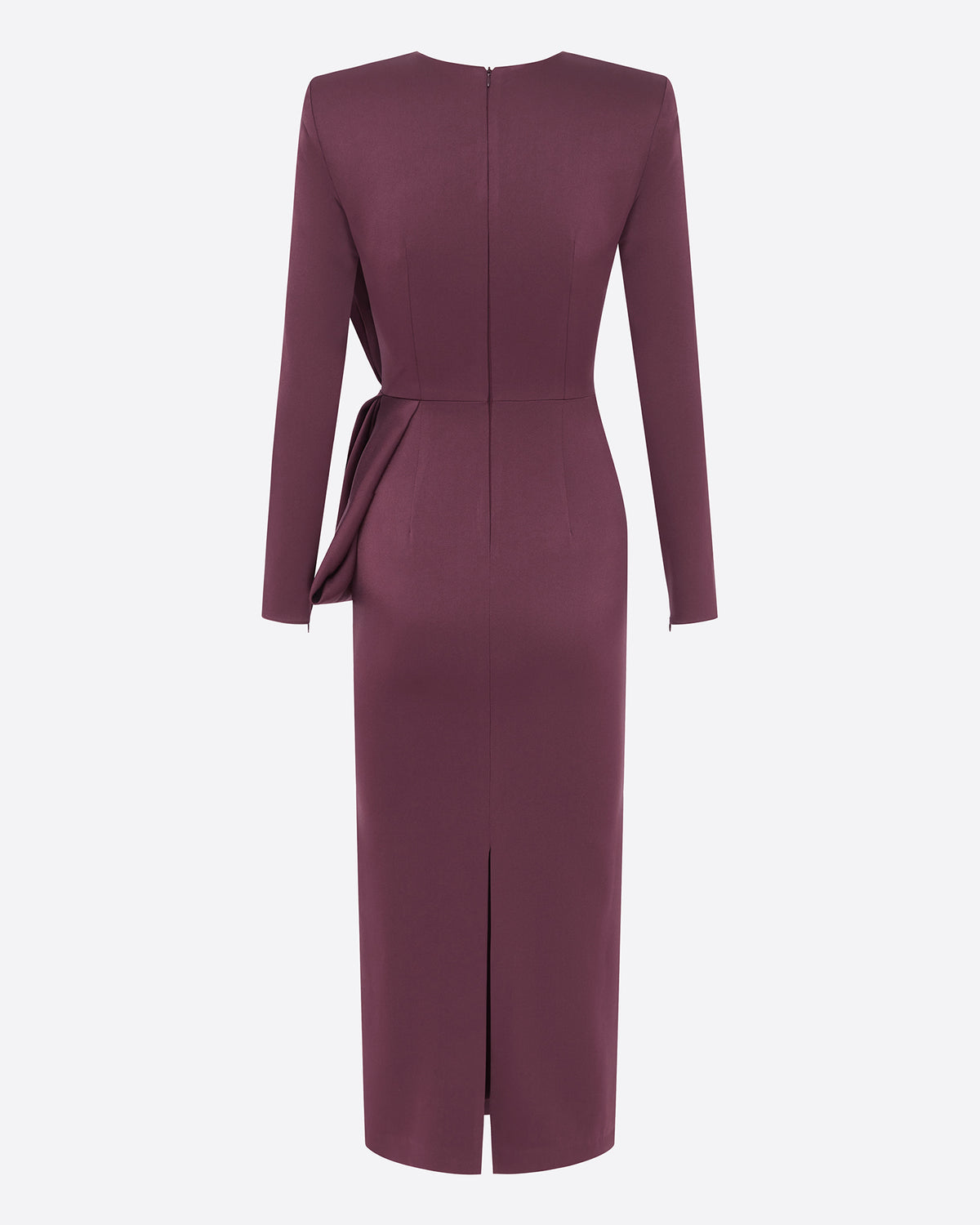 Long Sleeve Dress in Satin Crepe