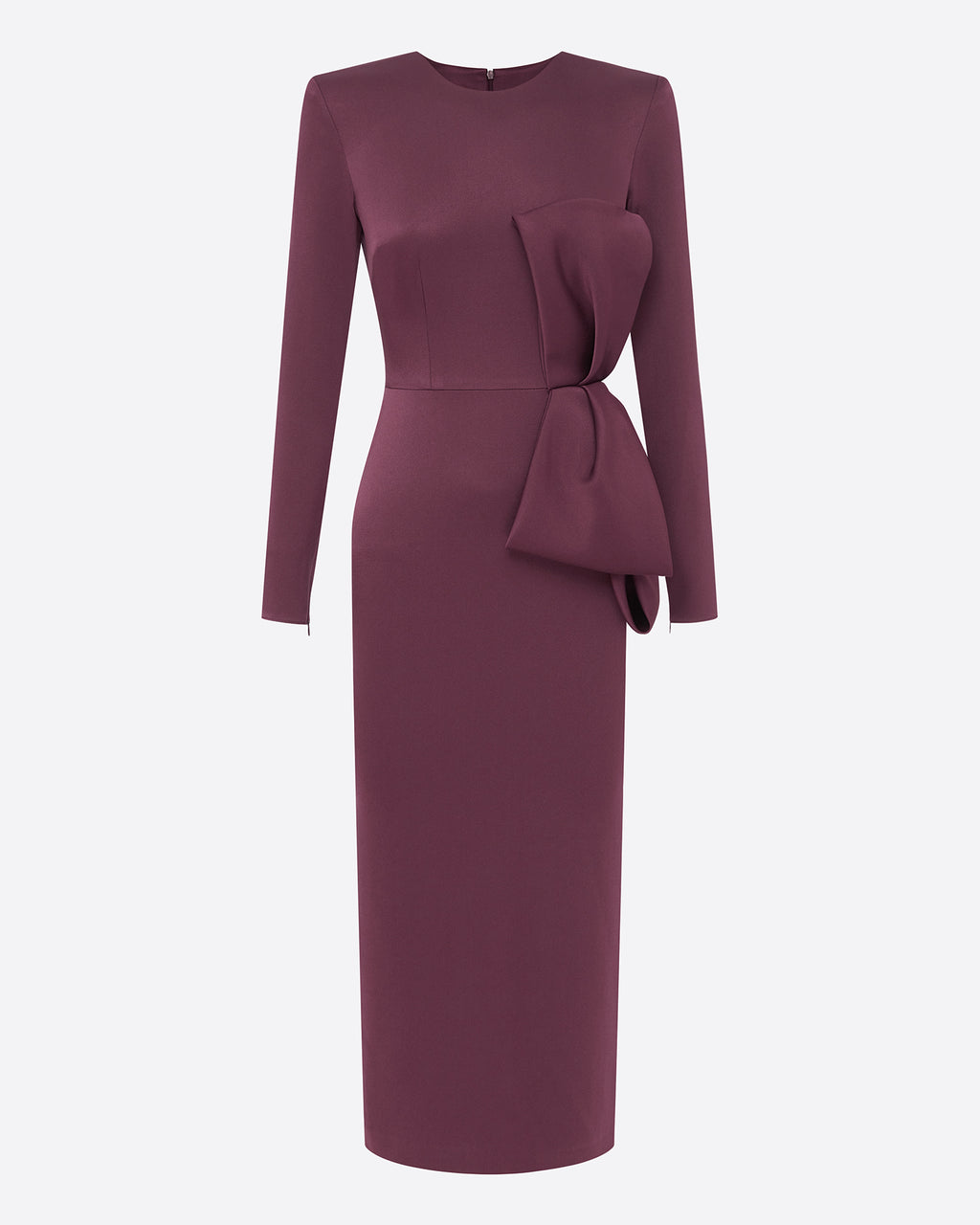 Long Sleeve Dress in Satin Crepe