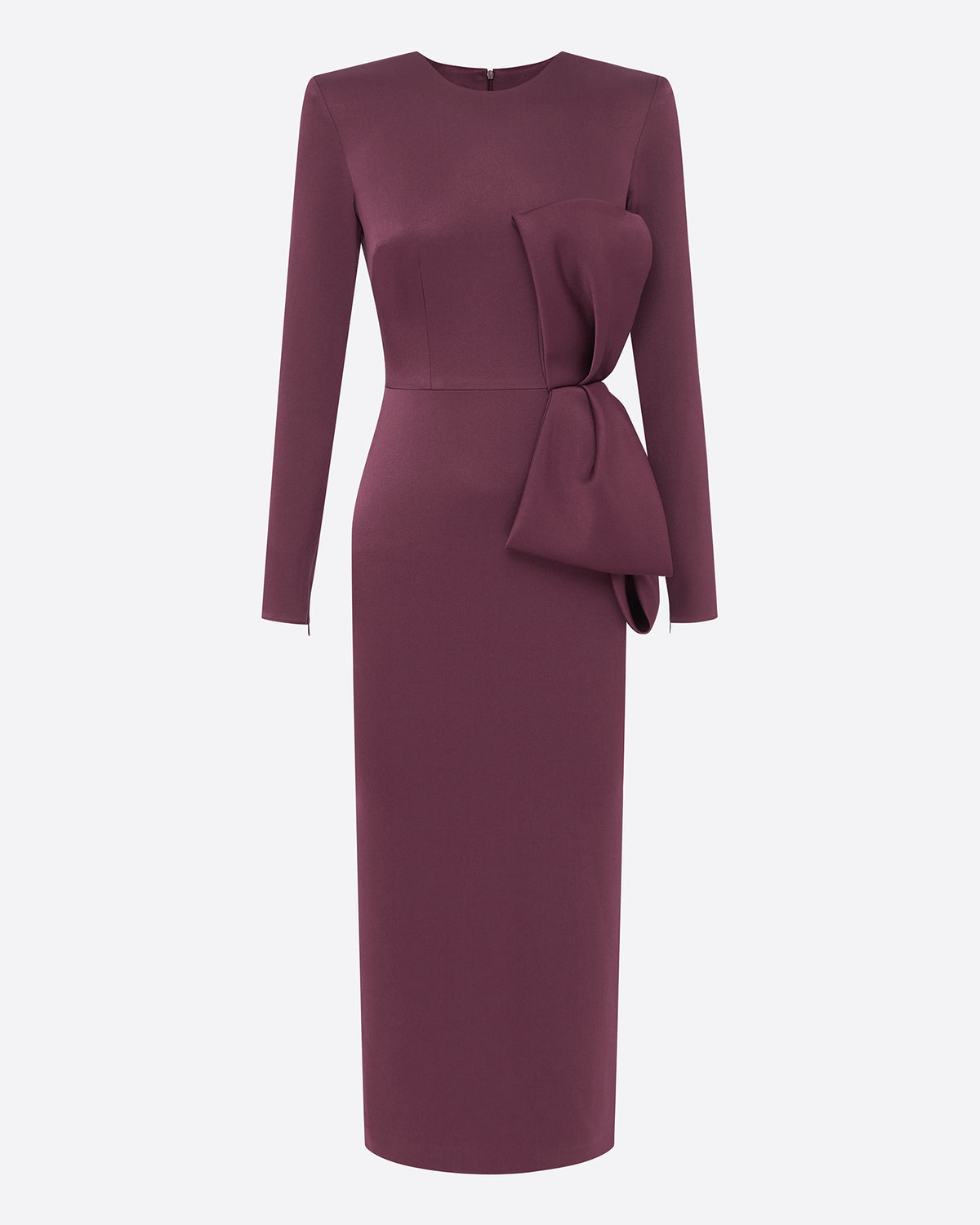 Long Sleeve Dress in Satin Crepe