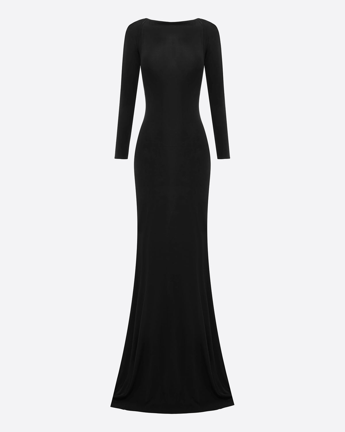 Long Sleeve Open Back Gown in Dry Jersey