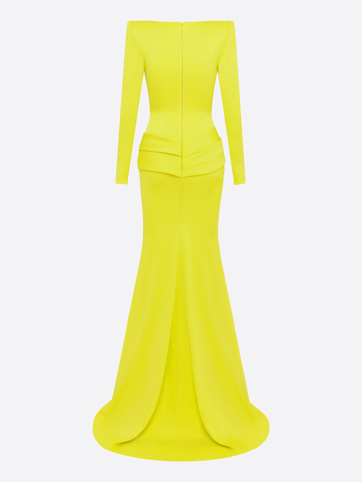 Long Sleeve Portrait Gown in Satin Crepe