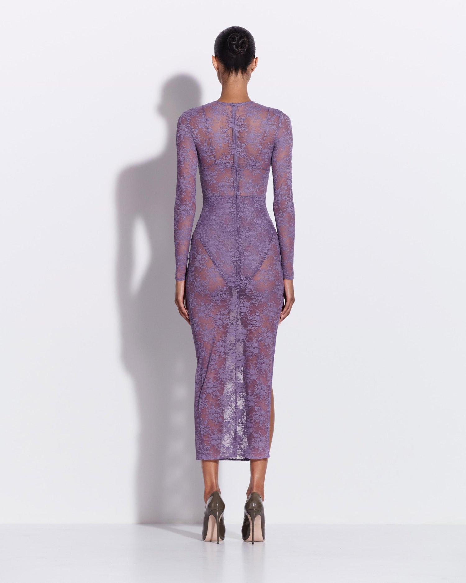 Long Sleeve Tucked Dress in Lace – Alex Perry