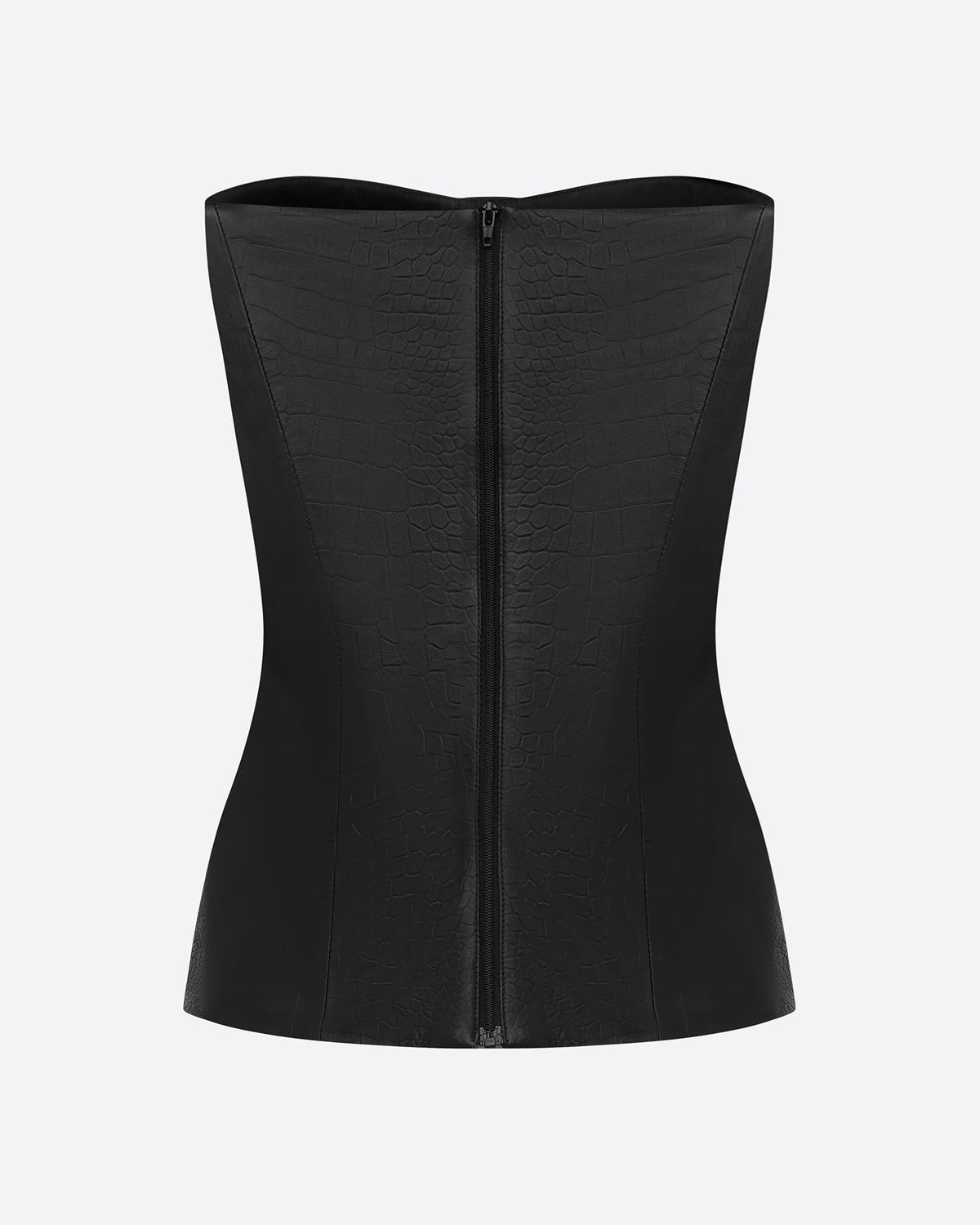 Longline Corset in Embossed Leather