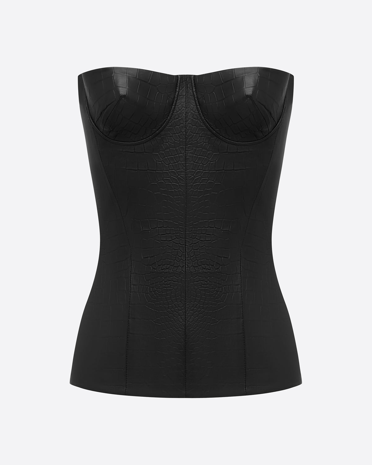 Longline Corset in Embossed Leather