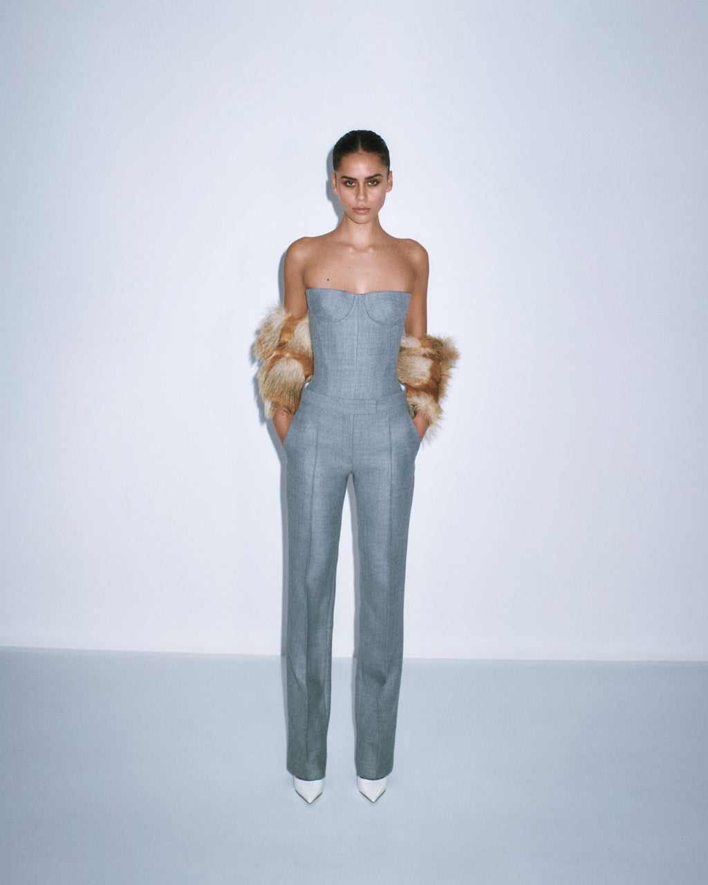 Longline Corset in Wool Suiting