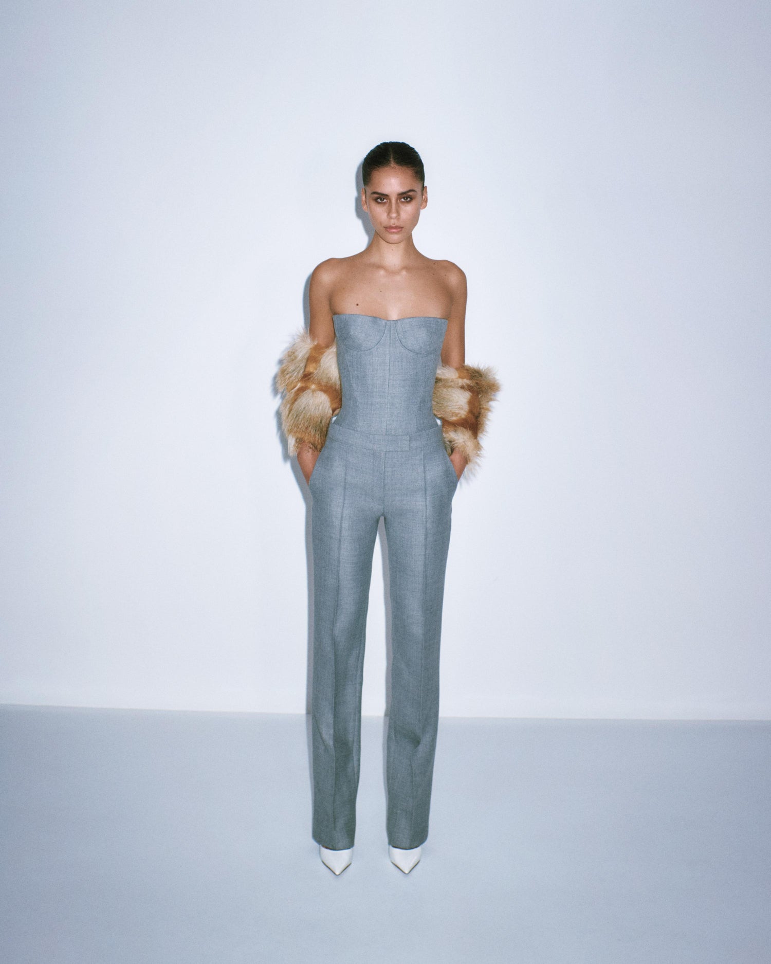 Longline Corset in Wool Suiting