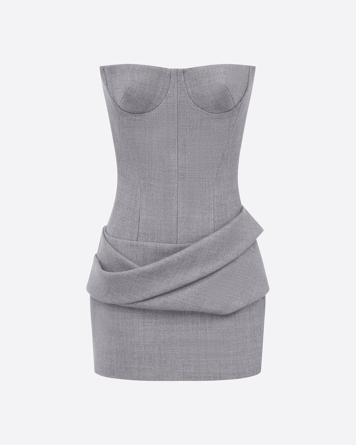 Longline Corset Mini Dress in Wool Suiting