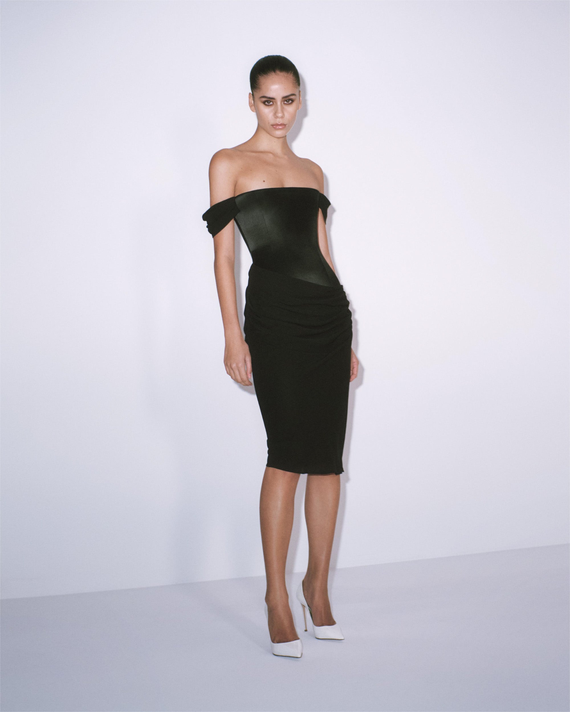 Longline Dress in Duchess Satin