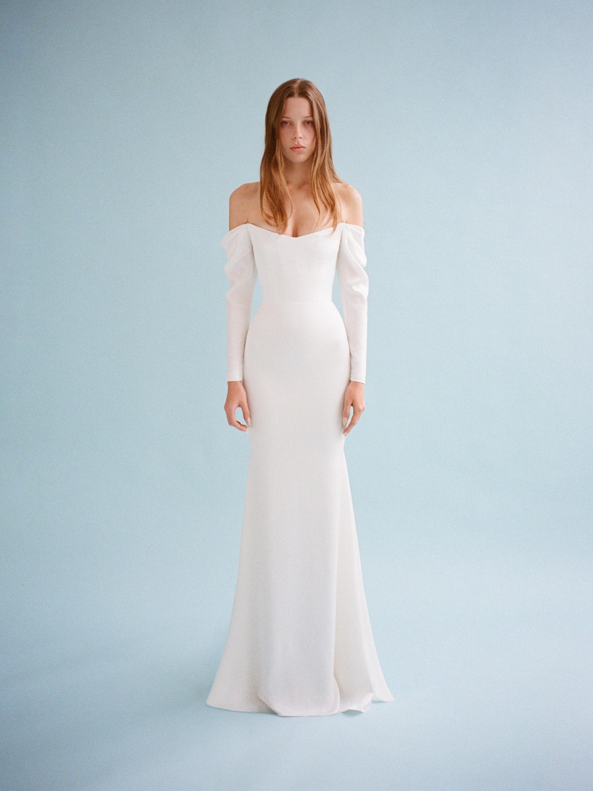 Alex Perry Bride Edit Collection One - Long Sleeve Off Shoulder Gown in Satin Crepe