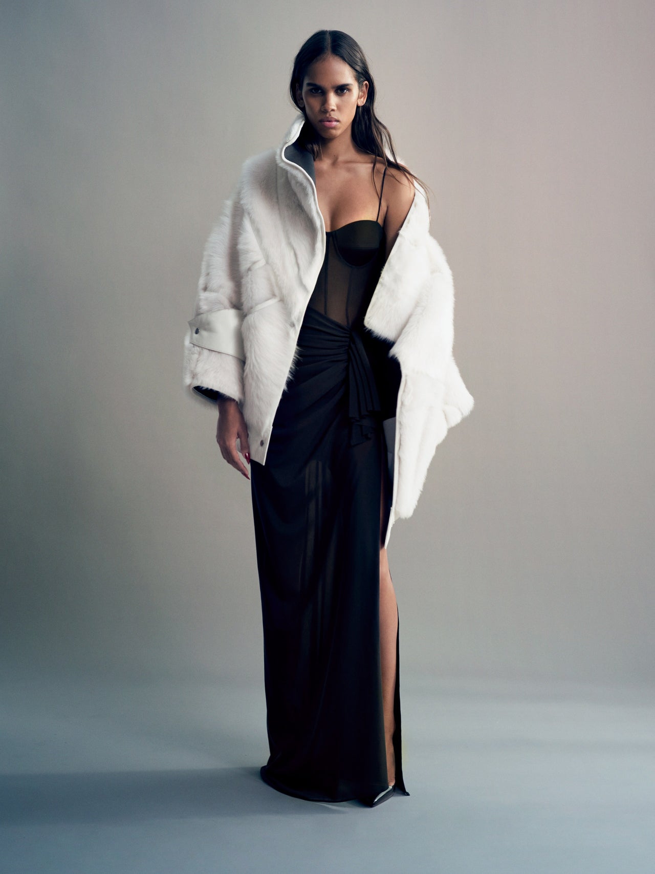Alex Perry FW26 - Look 19, Oversize Biker Jacket in Shearling White