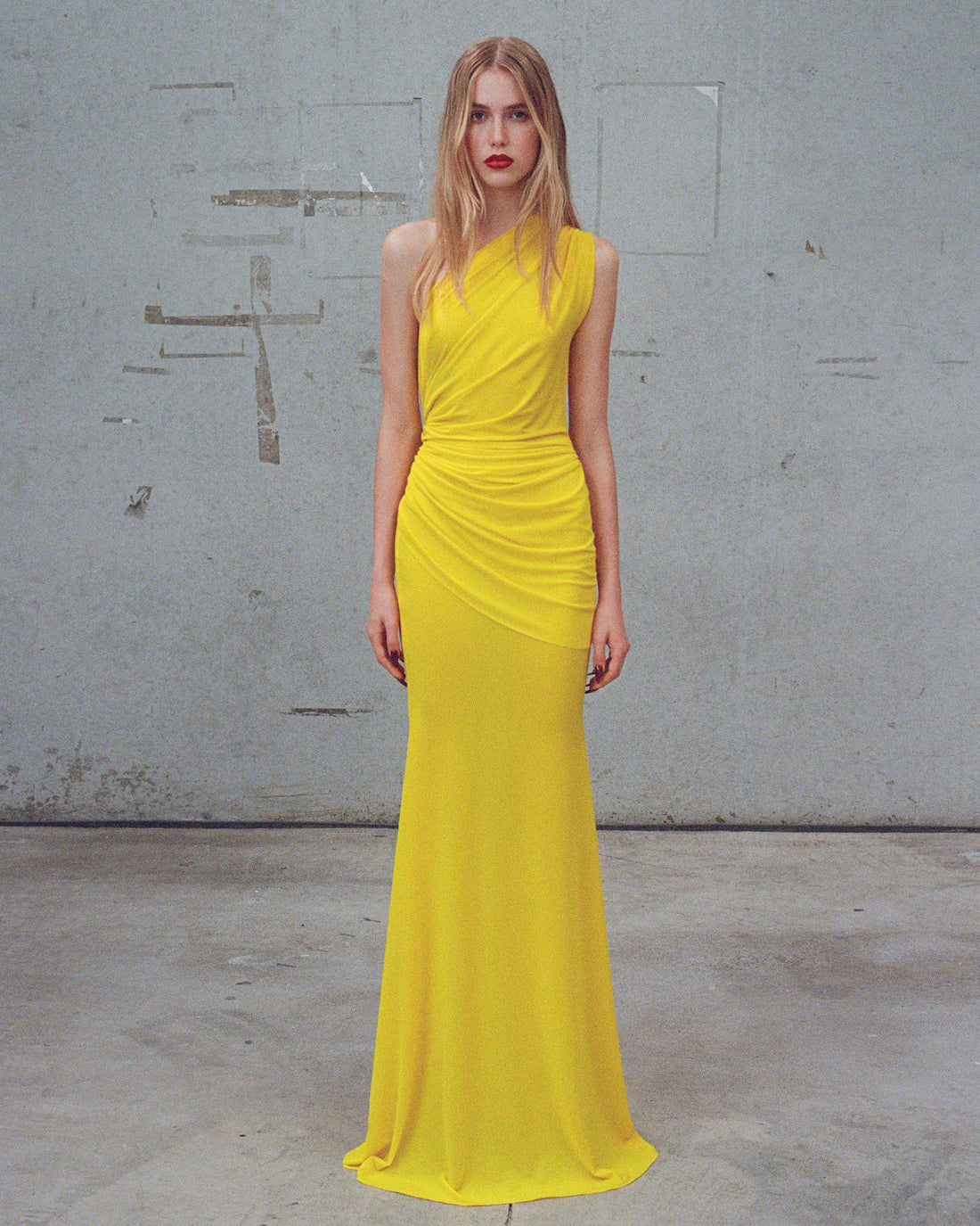 Alex Perry Pre Fall 2025 Look 32 — One Shoulder Drape Gown in Crepe Jersey