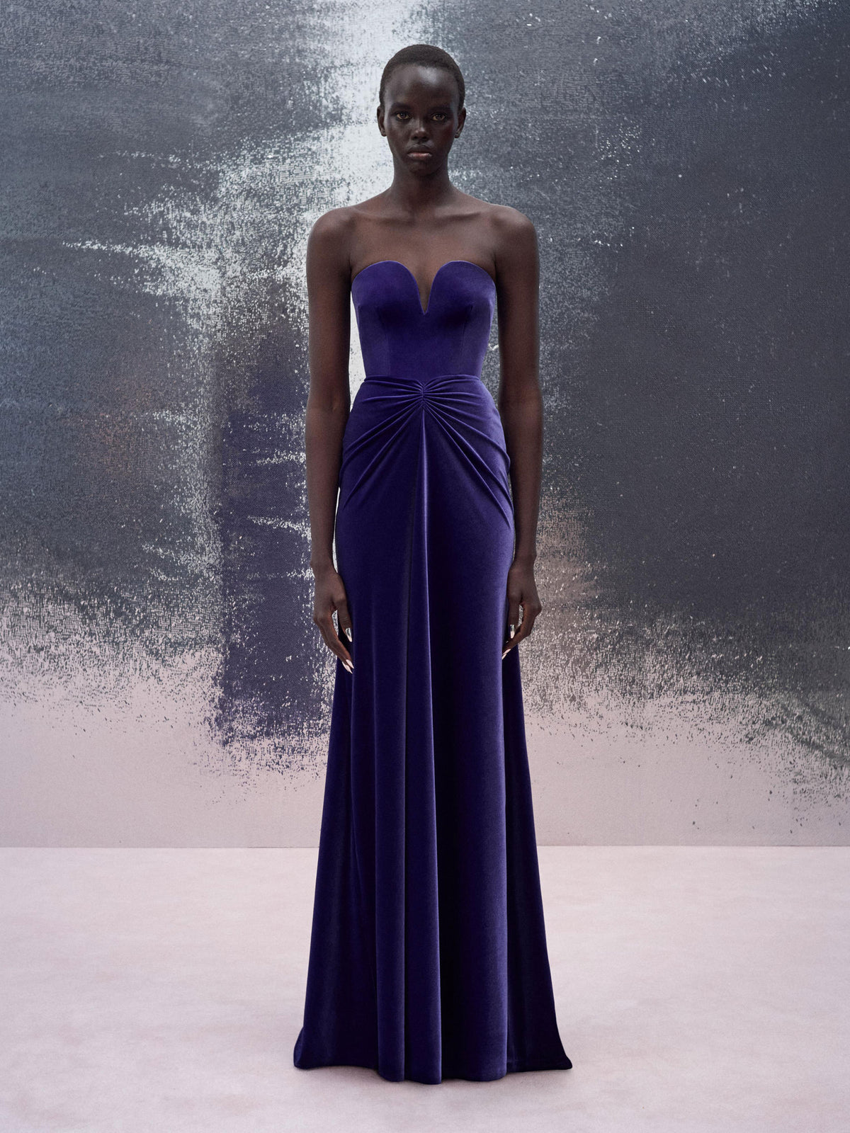 Alex Perry Resort 2026 Look 38 - Strapless Sweetheart Ruched Gown in Velvet