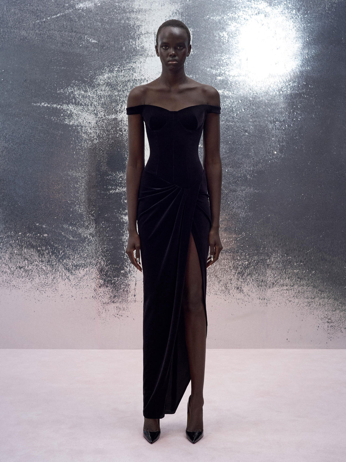 Alex Perry Resort 2026 Look 39 - Off Shoulder Drape Gown in Velvet