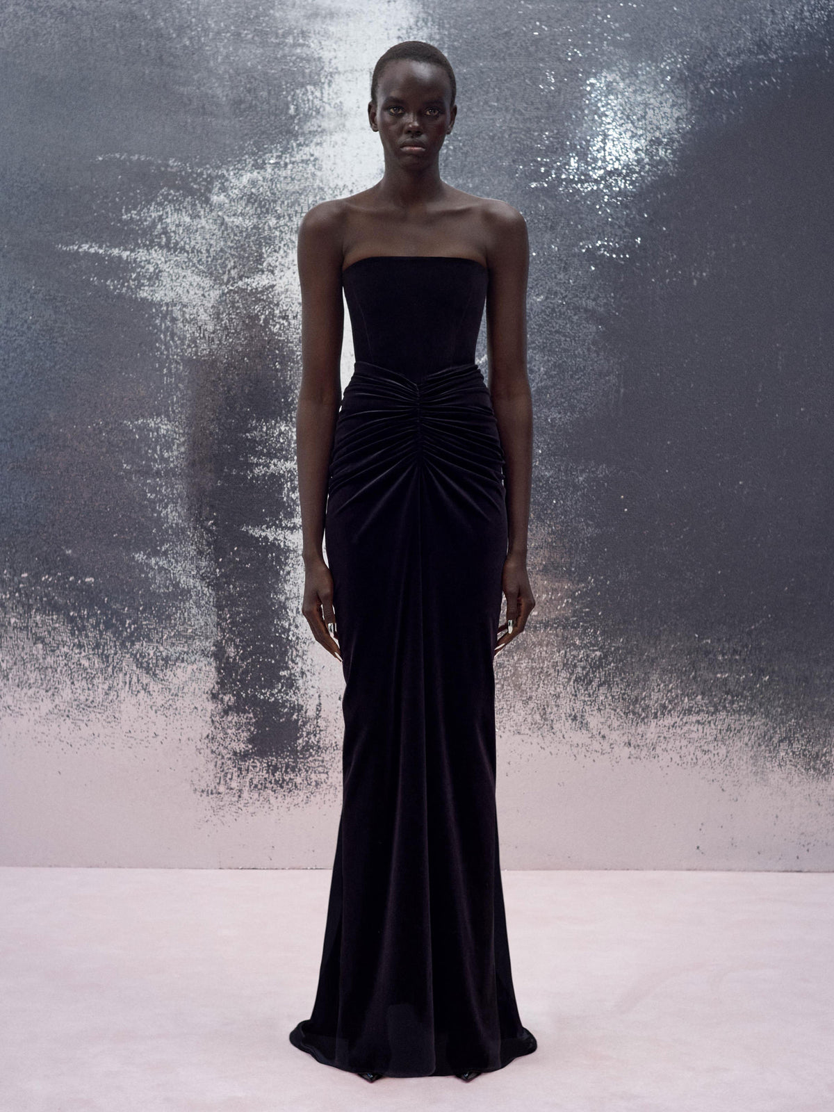 Alex Perry Resort 2026 Look 43 - Strapless Ruched Gown in Velvet