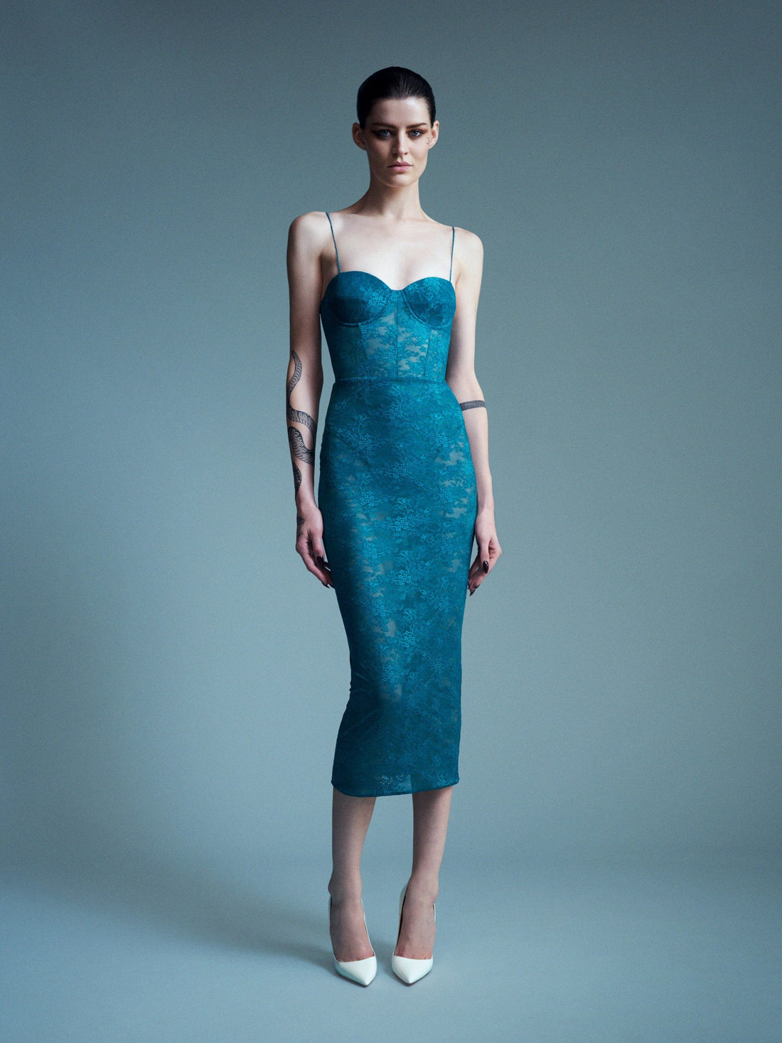 Alex Perry Resort 2027 Look 10 — Cupped Dress in Stretch Lace