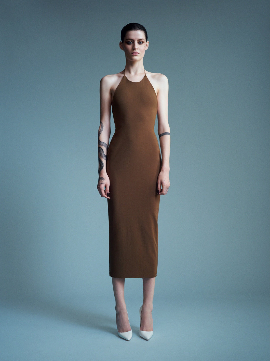 Alex Perry Resort 2027 Look 21 — Halter Dress in Stretch Mesh