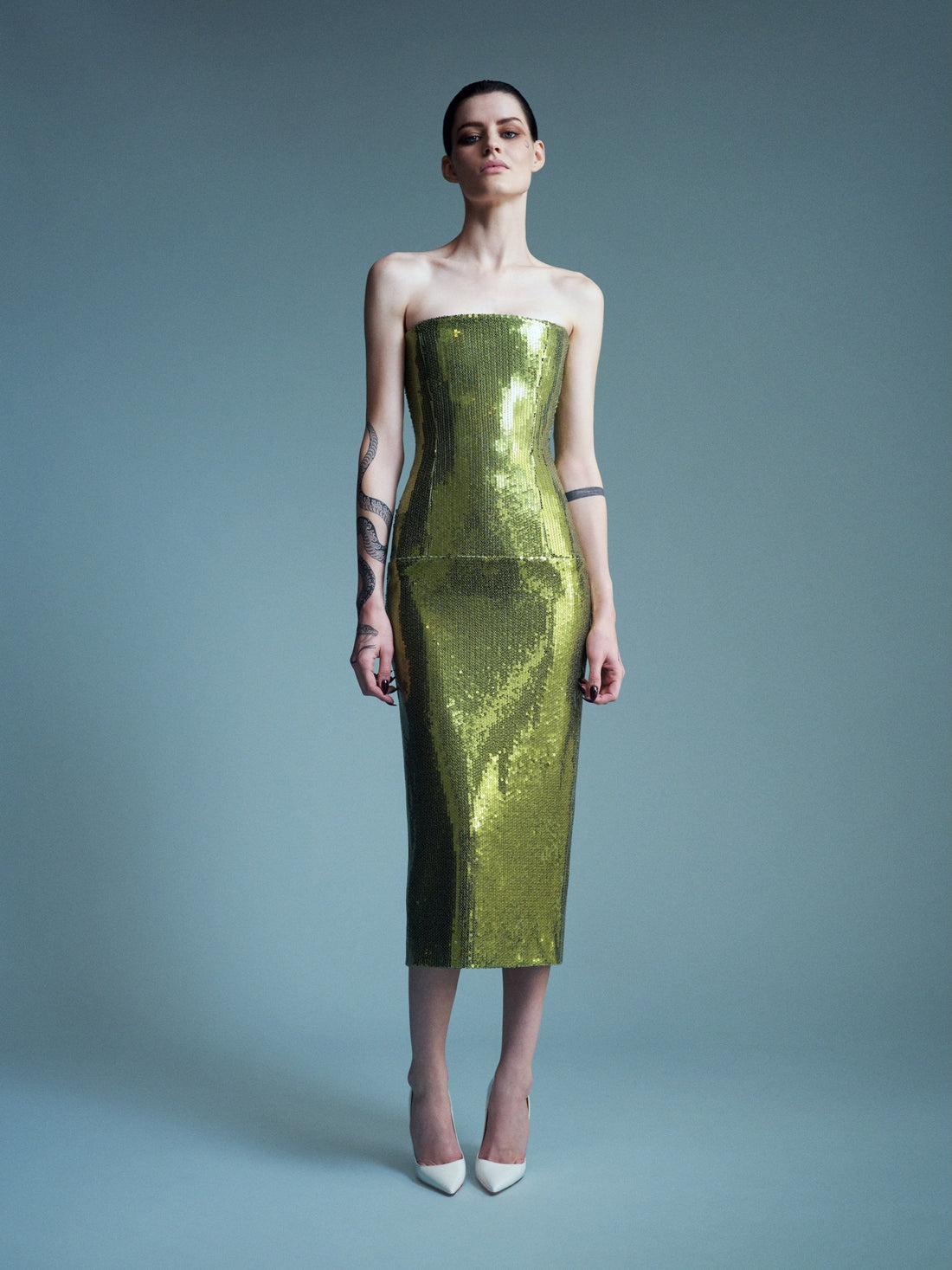 Alex Perry Resort 2027 Look 45 — Strapless Dress in Sequin Mesh