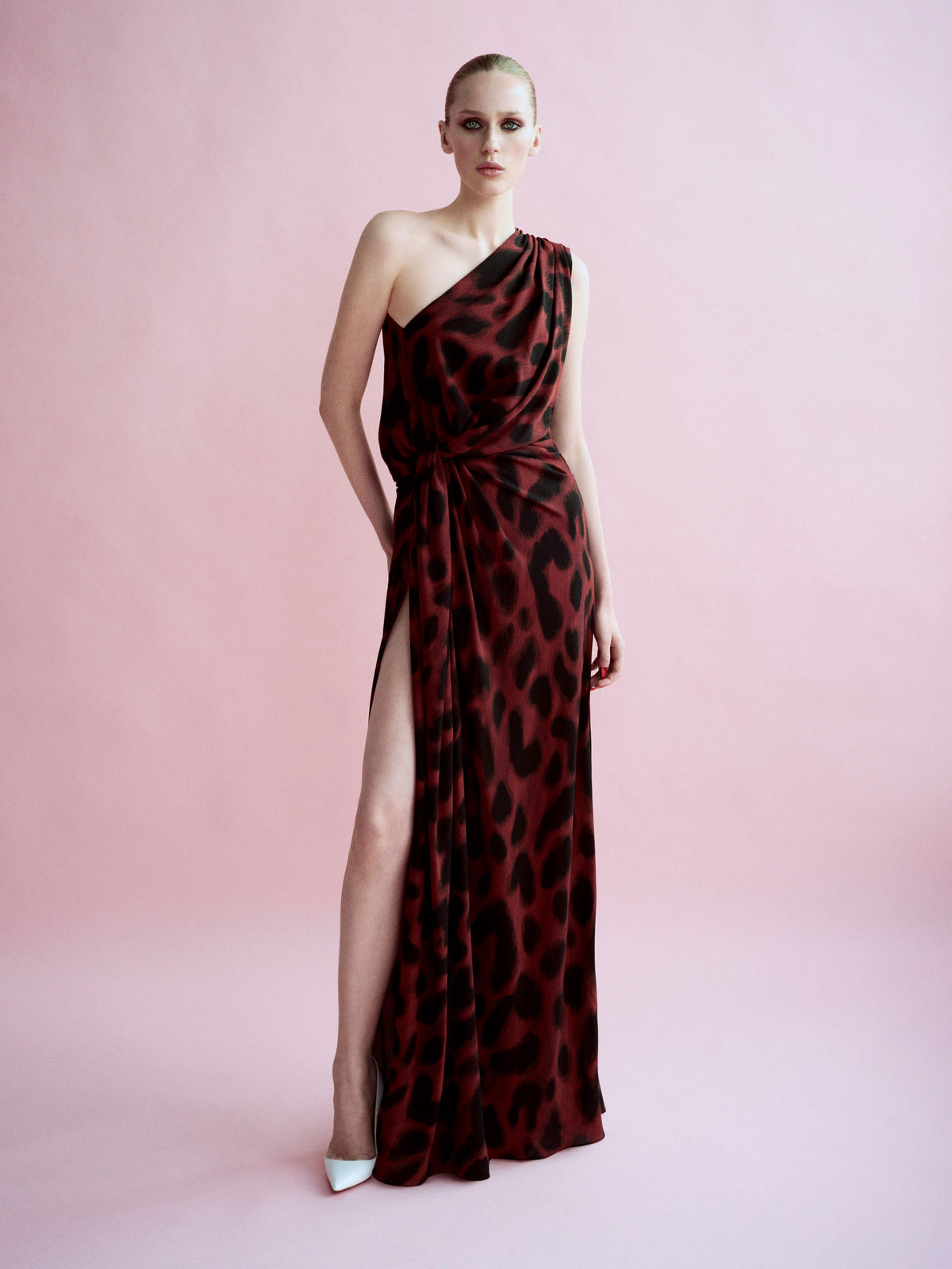 Alex Perry Spring Summer 2026 Look 8 - One Shoulder Drape Gown in Silk Georgette