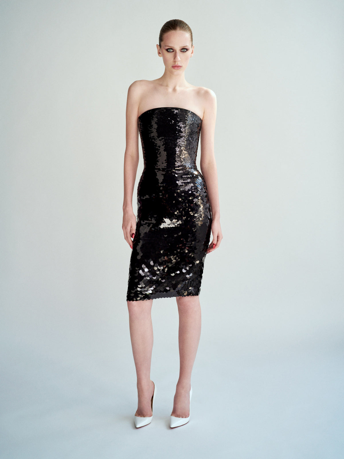 Alex Perry Spring Summer 2026 Look 21 - Strapless Curve Dress in Sequin