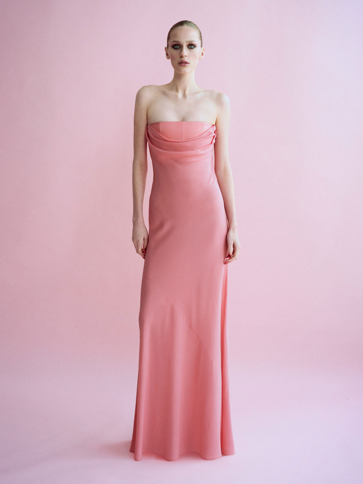 Alex Perry Spring Summer 2026 Look 27 - Strapless Gown in Silk Georgette