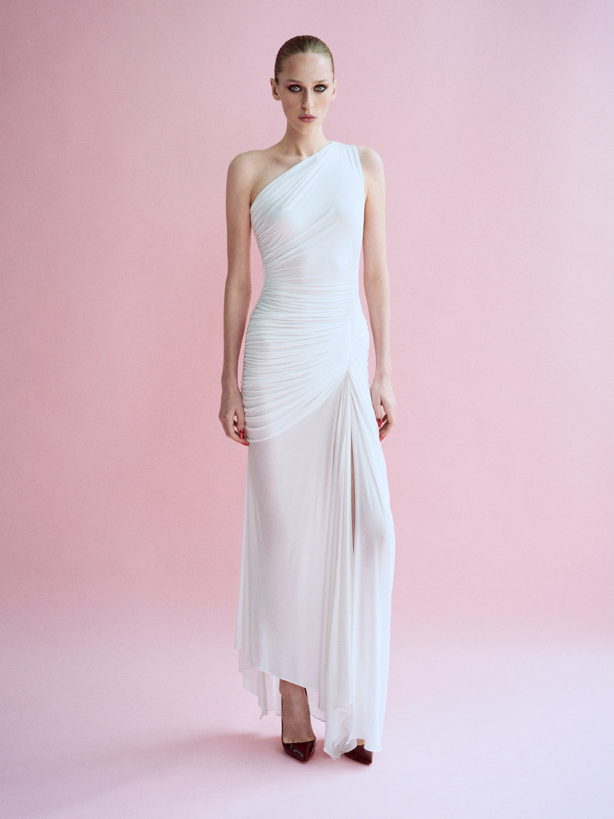 Alex Perry Spring Summer 2026 Look 30 - One Shoulder Ruched Gown in Jersey