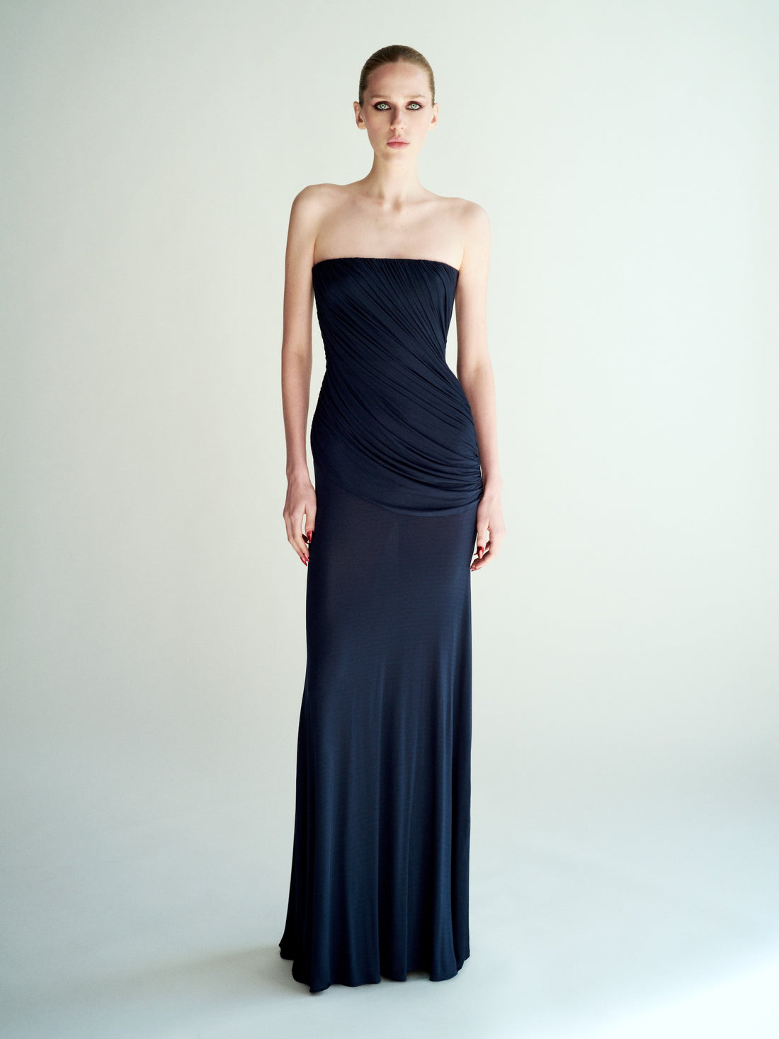 Alex Perry Spring Summer 2026 Look 31 — Strapless Drape Gown in Jersey