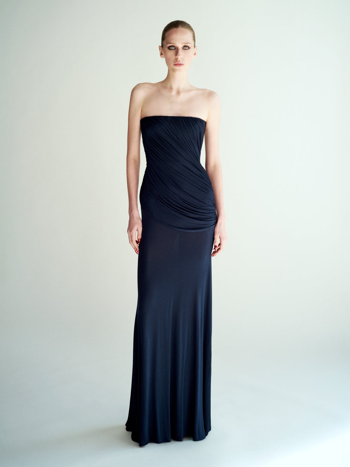 Alex Perry Spring Summer 2026 Look 31 - Strapless Drape Gown in Jersey