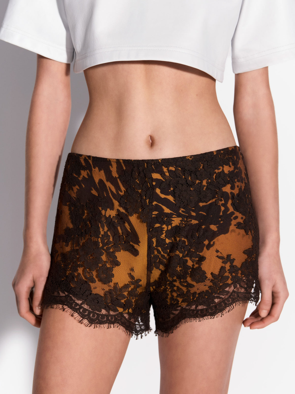 Micro Short in French Lace & Silk Georgette