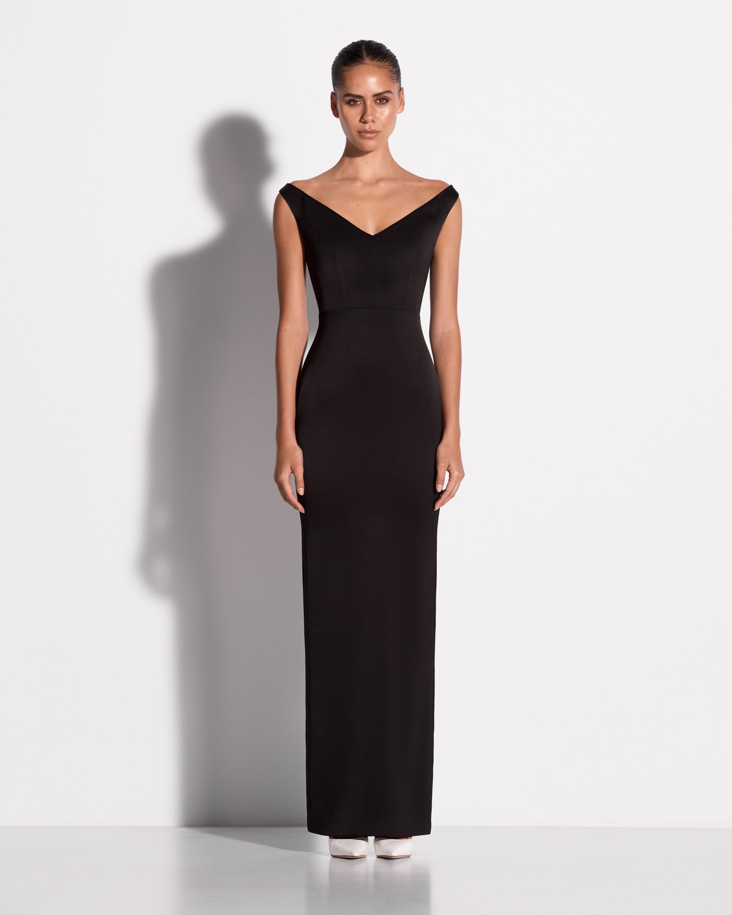 Off Shoulder Column in Satin Crepe