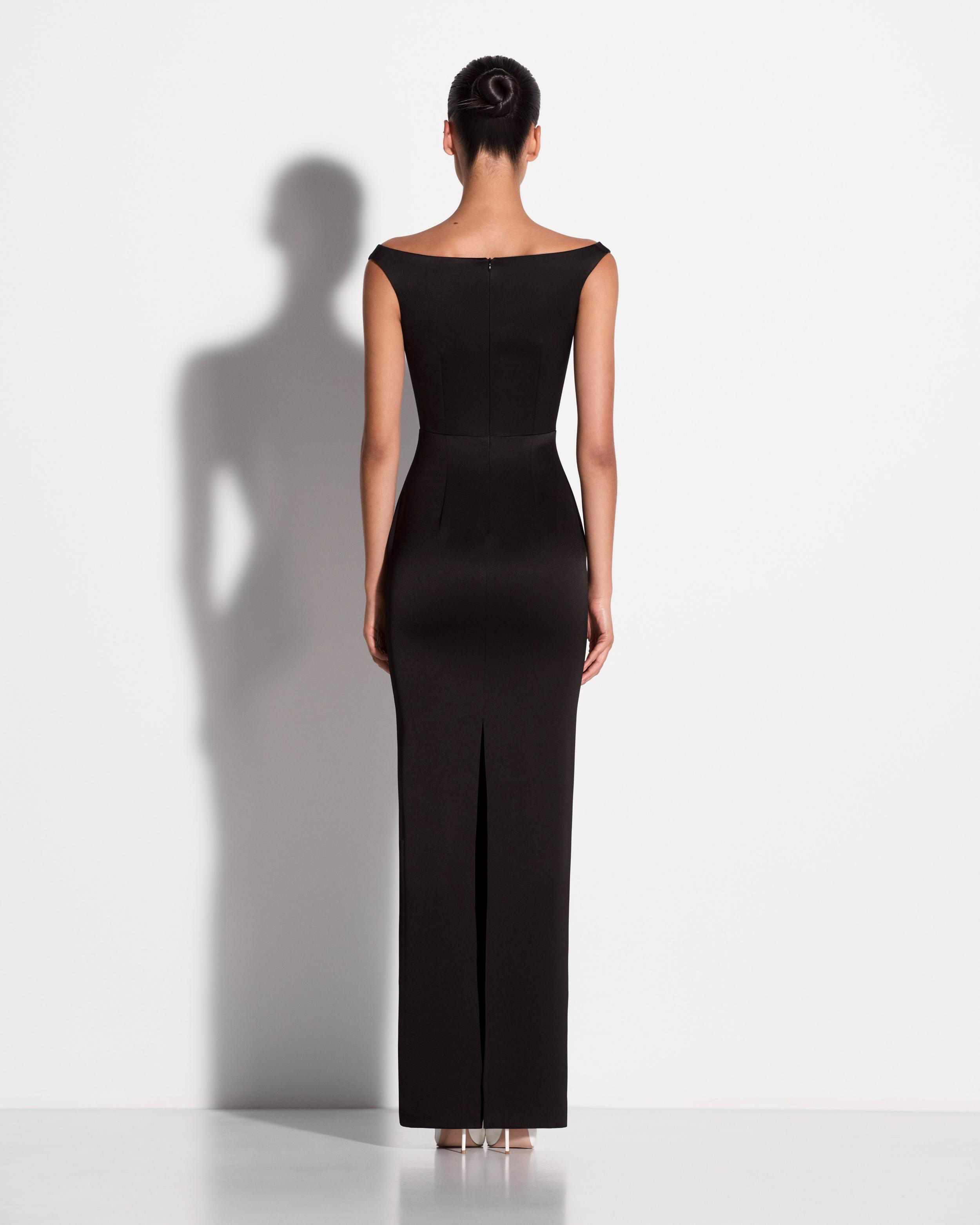Off Shoulder Column in Satin Crepe