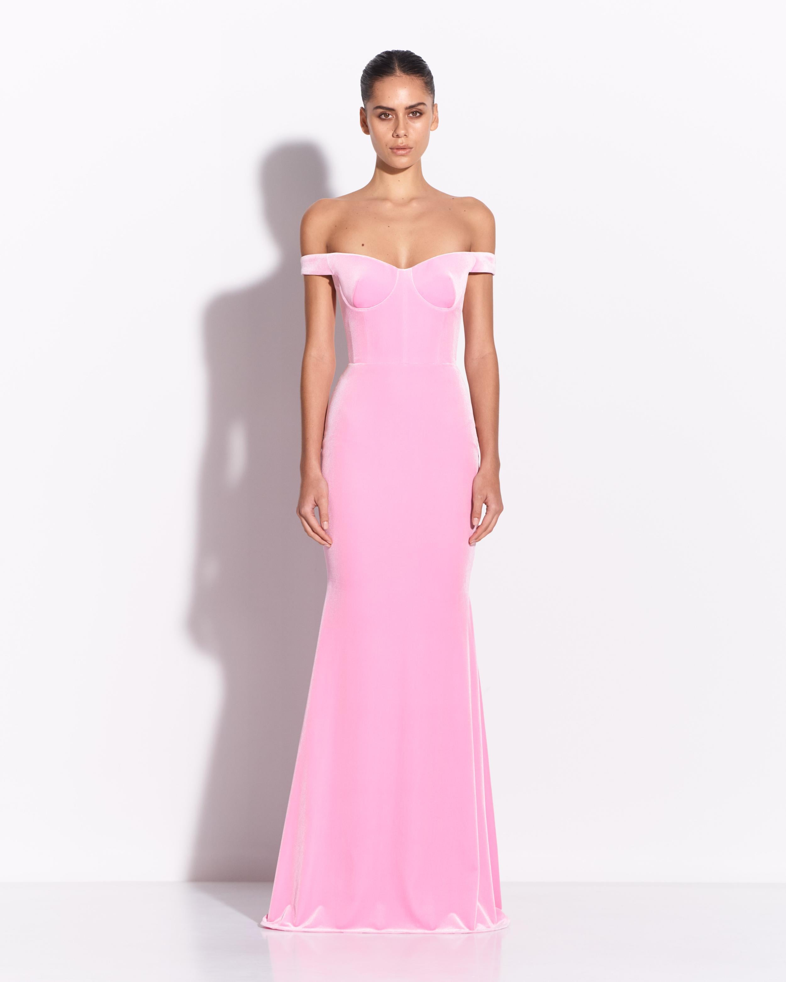 Off Shoulder Gown in Velvet