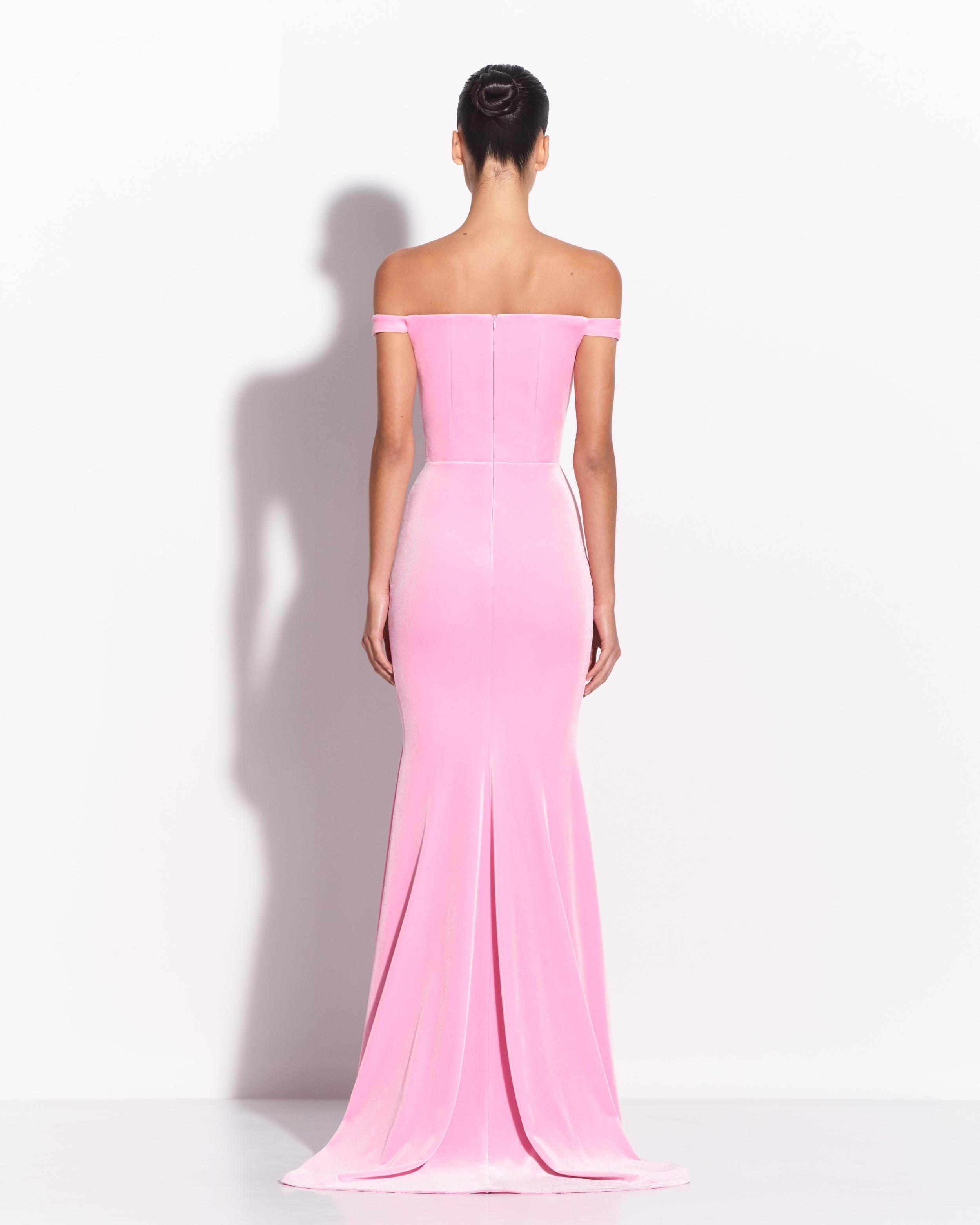 Off Shoulder Gown in Velvet