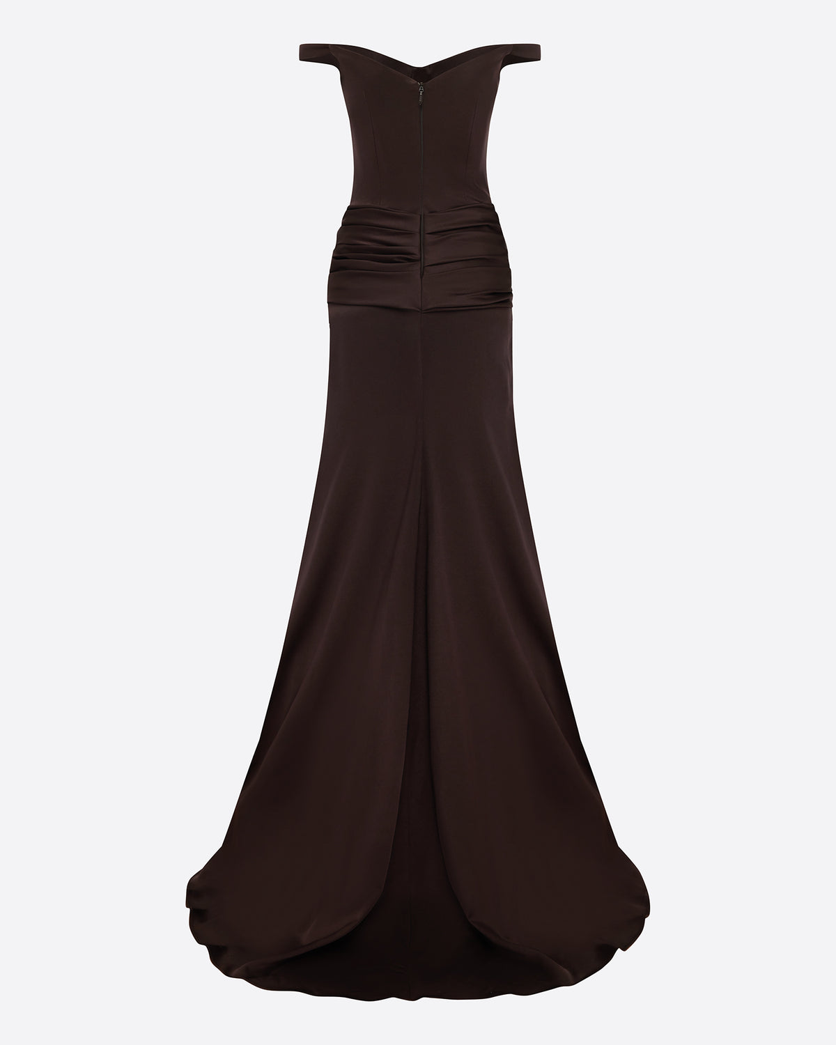 Off Shoulder Knot Gown in Satin Crepe