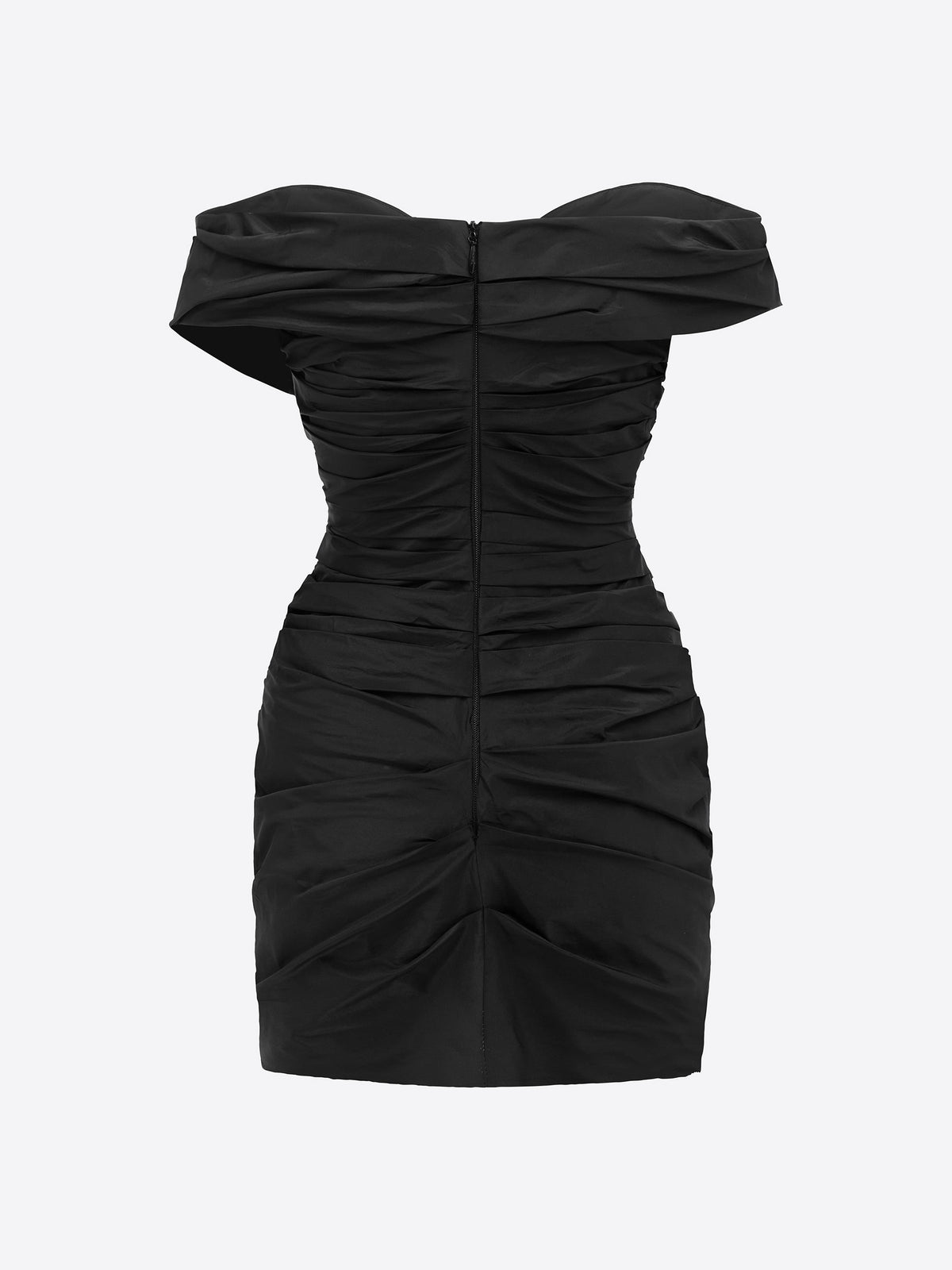 Off Shoulder Tucked Mini Dress in Taffeta - d1835re27-off-shoulder-tucked-mini-dress-in-taffeta-black-11.jpg