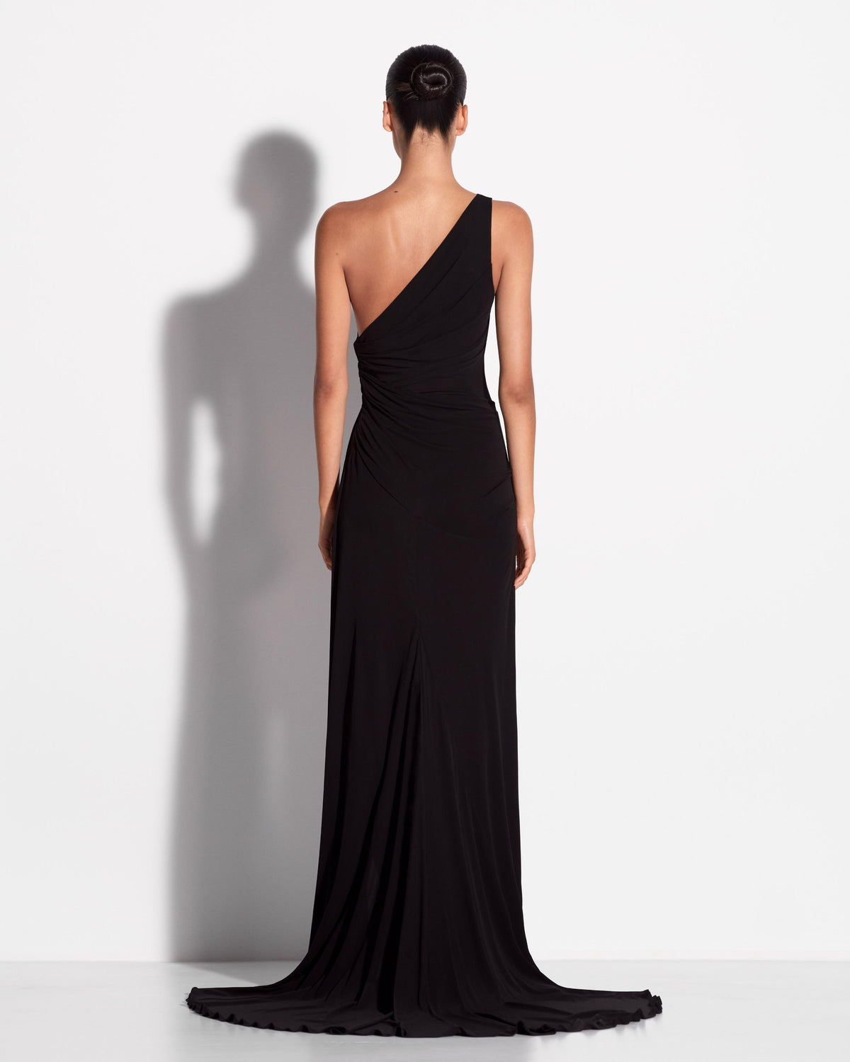 One Shoulder Drape Gown in Dry Jersey