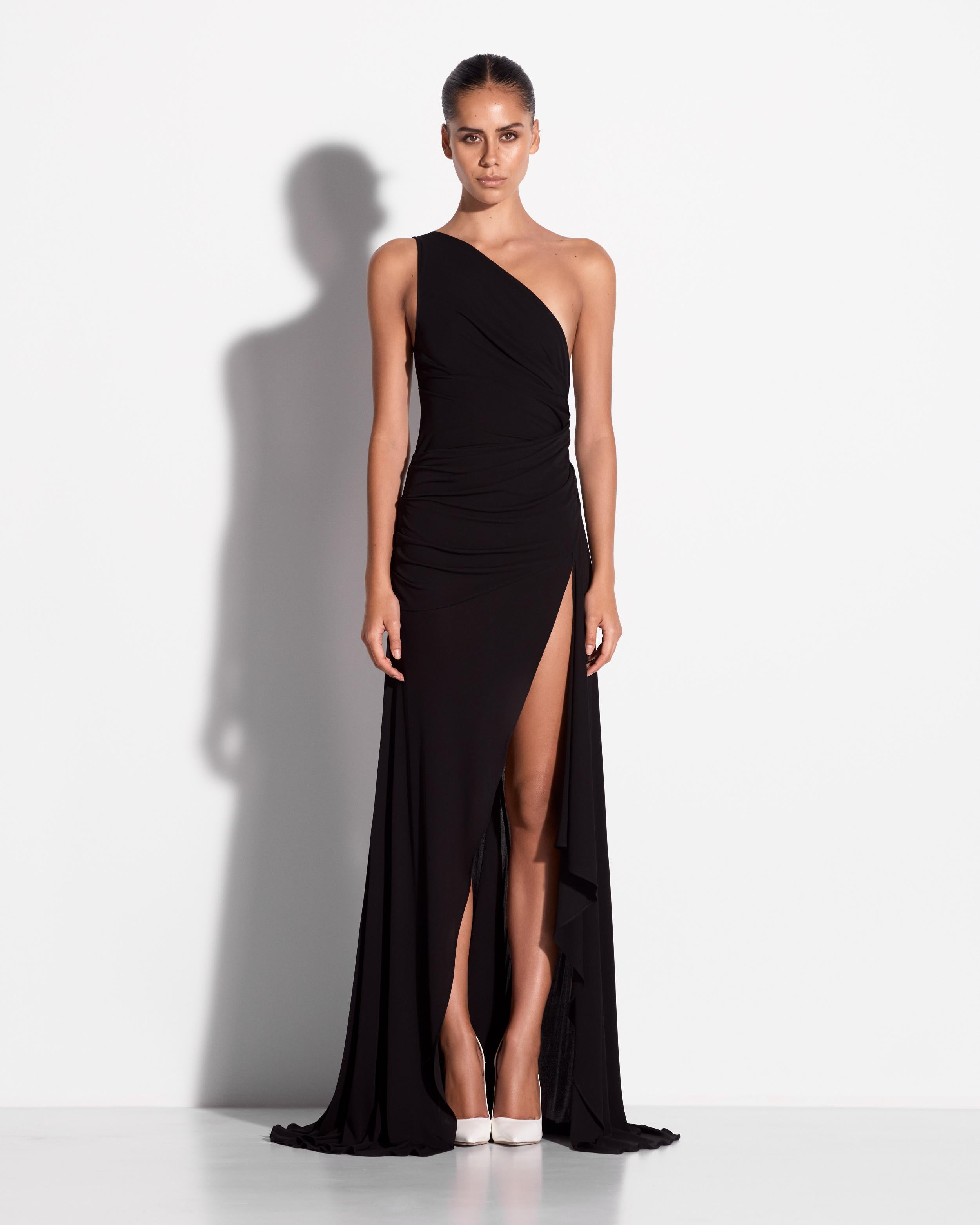 One Shoulder Drape Gown in Jersey