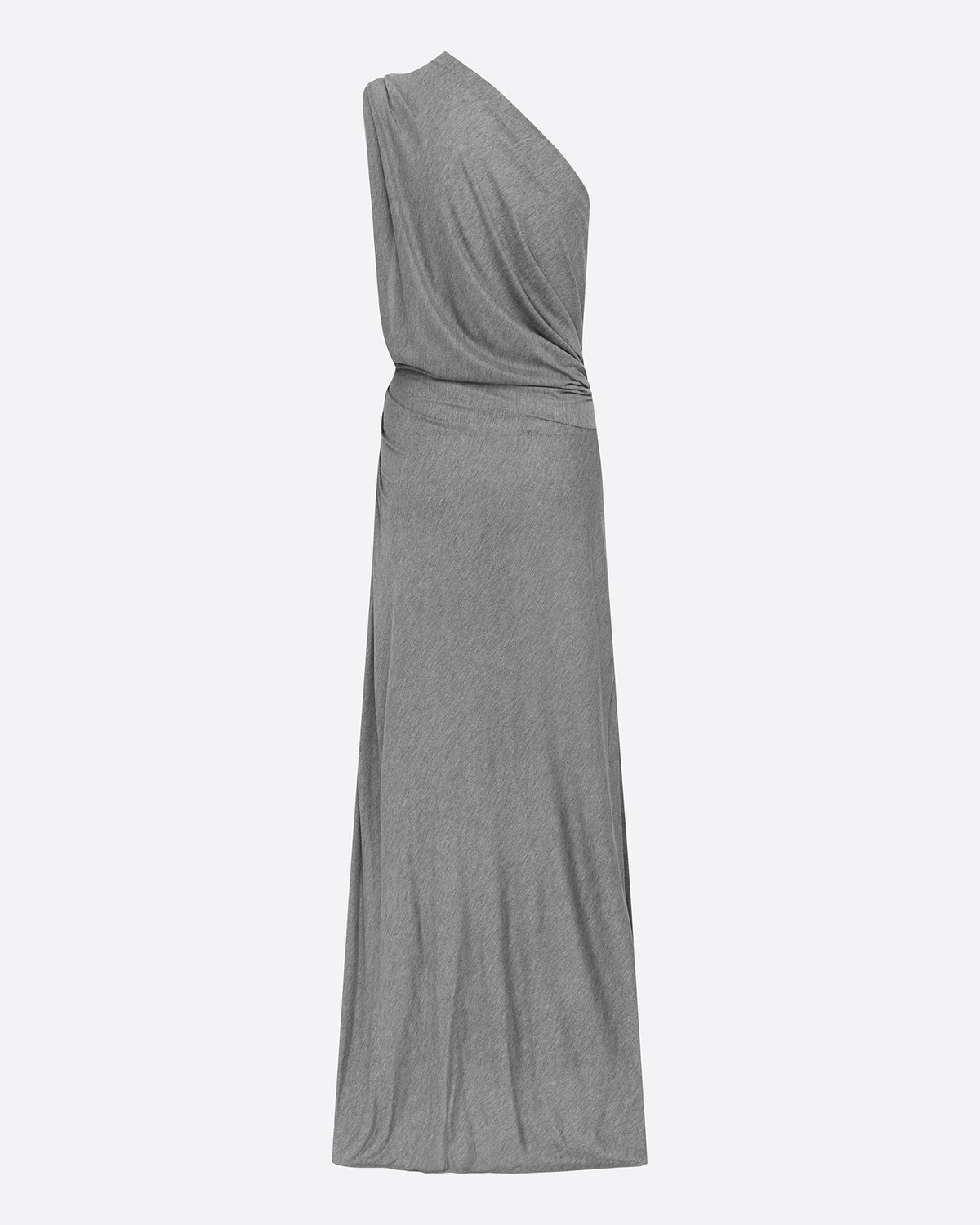 One Shoulder Drape Gown in Marle Jersey