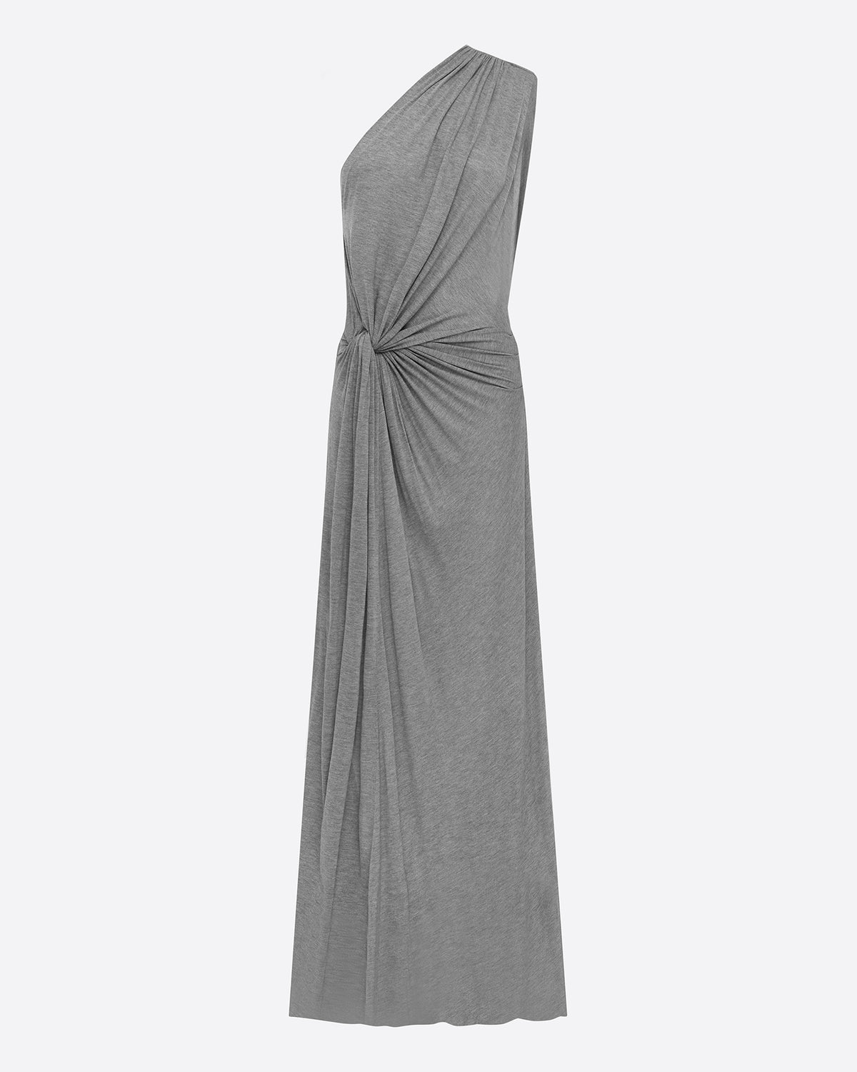 One Shoulder Drape Gown in Marle Jersey