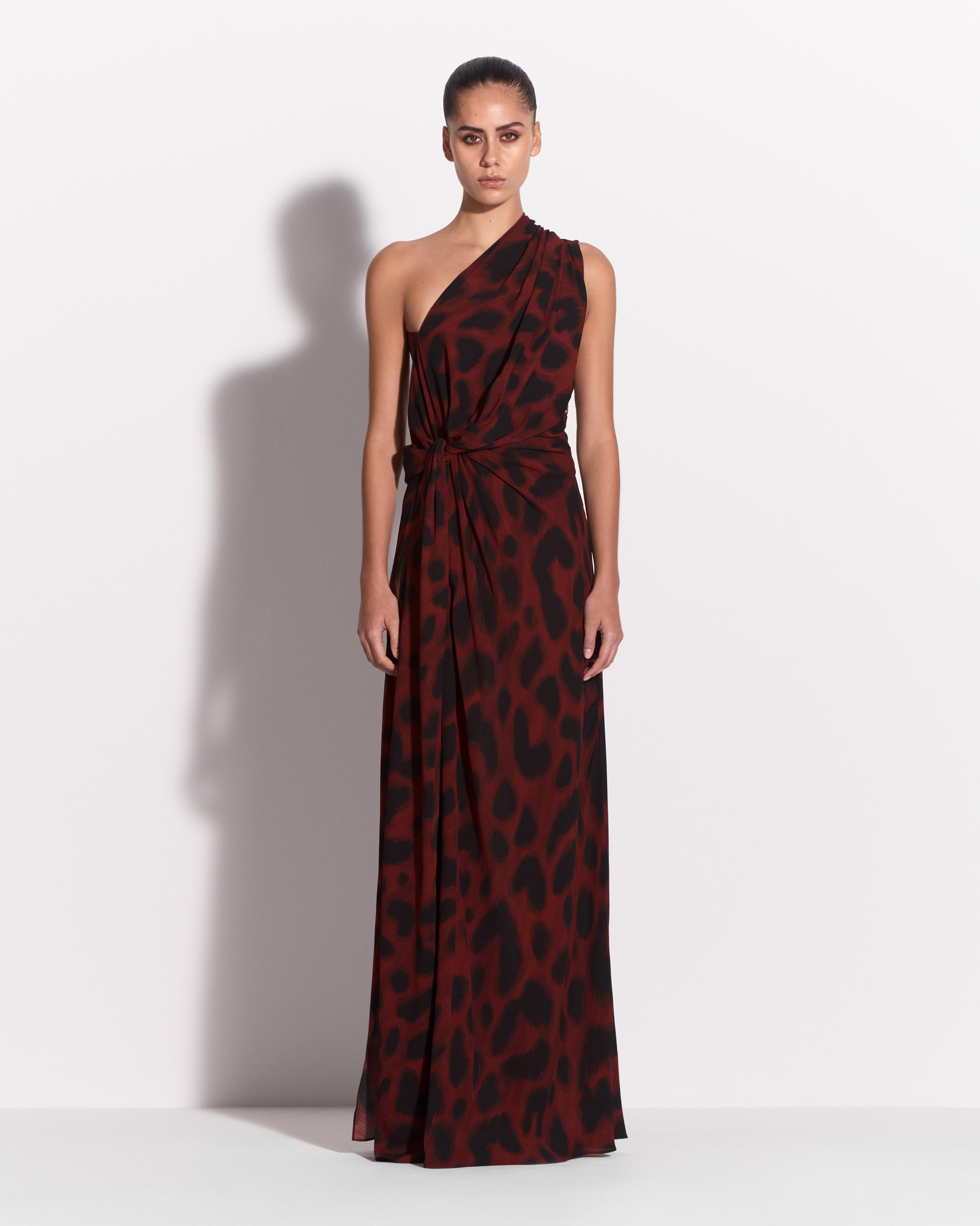 One Shoulder Drape Gown in Silk Georgette
