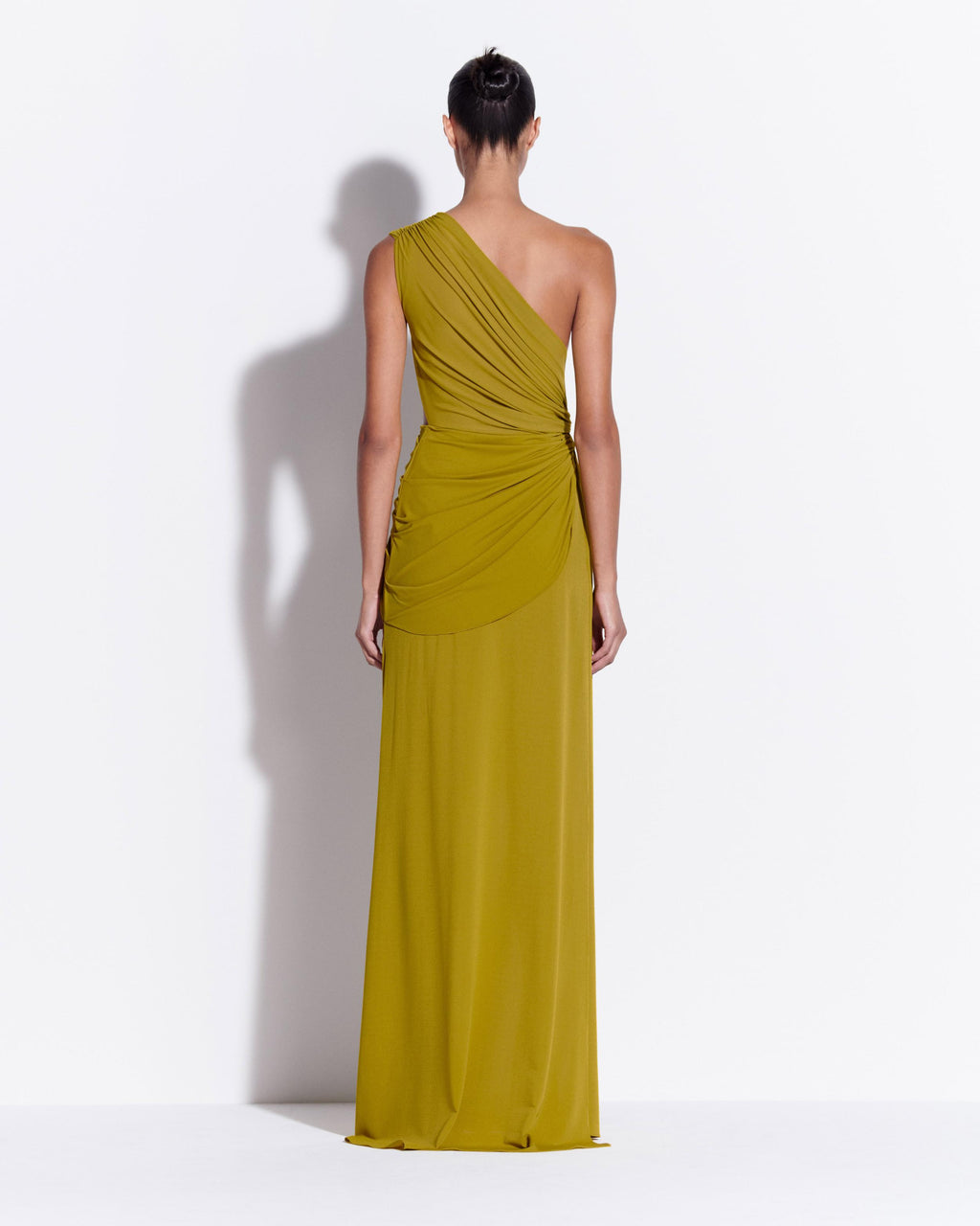 One Shoulder Draped Gown in Crepe Jersey