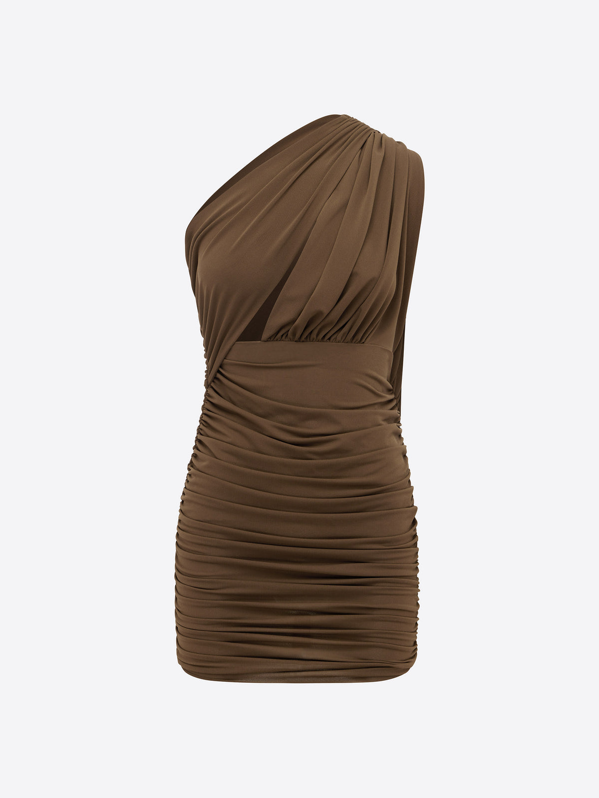 One Shoulder Mini Dress in Crepe Jersey - d1885re27-one-shoulder-mini-dress-in-crepe-jersey-chocolate-11.jpg
