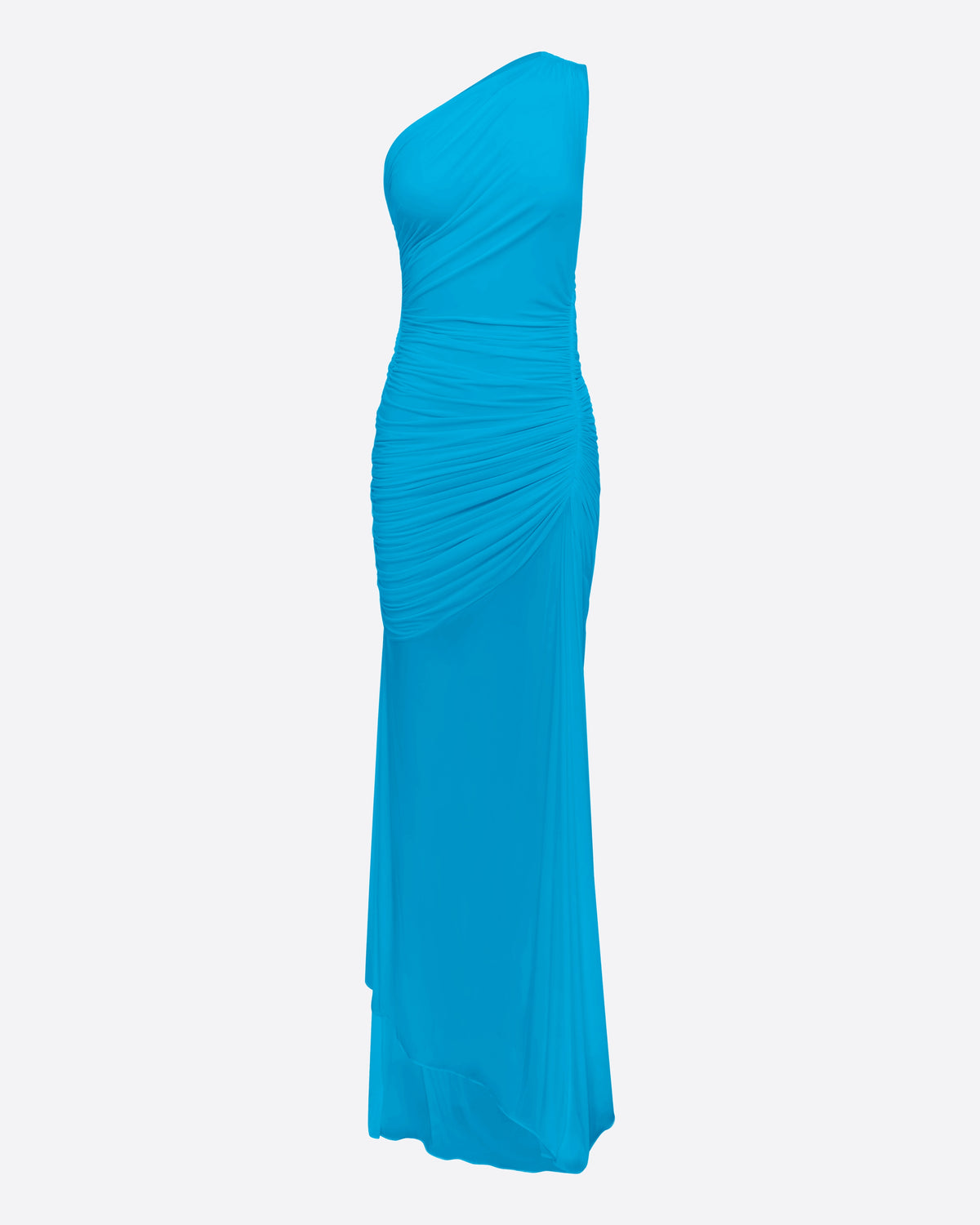 One Shoulder Ruched Gown in Jersey