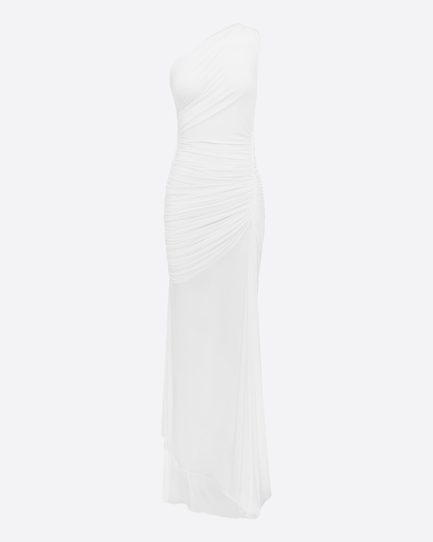 One Shoulder Ruched Gown in Jersey