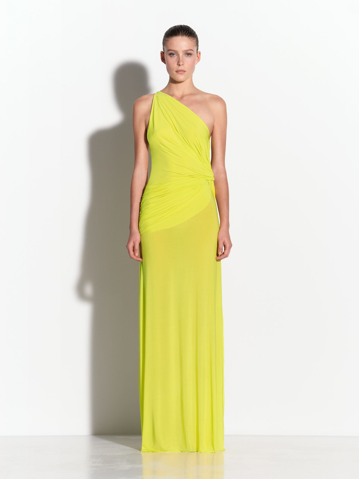One Shoulder Twist Gown in Fine Jersey