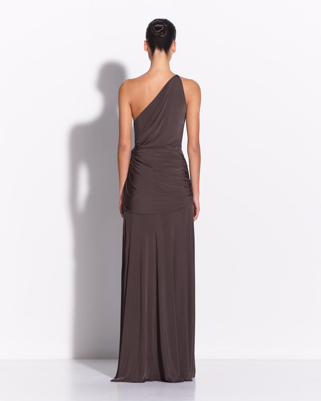 One Shoulder Twist Gown in Jersey