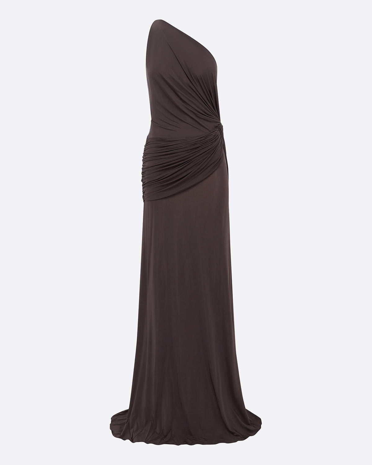 One Shoulder Twist Gown in Jersey