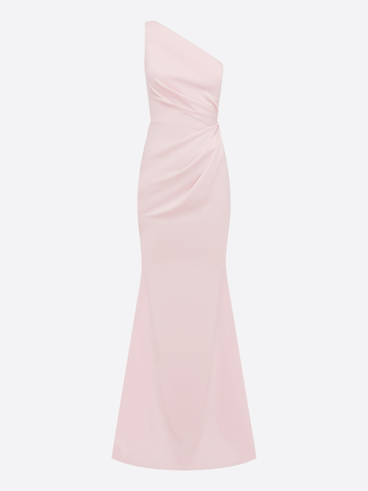 One Shoulder Twist Gown in Satin Crepe