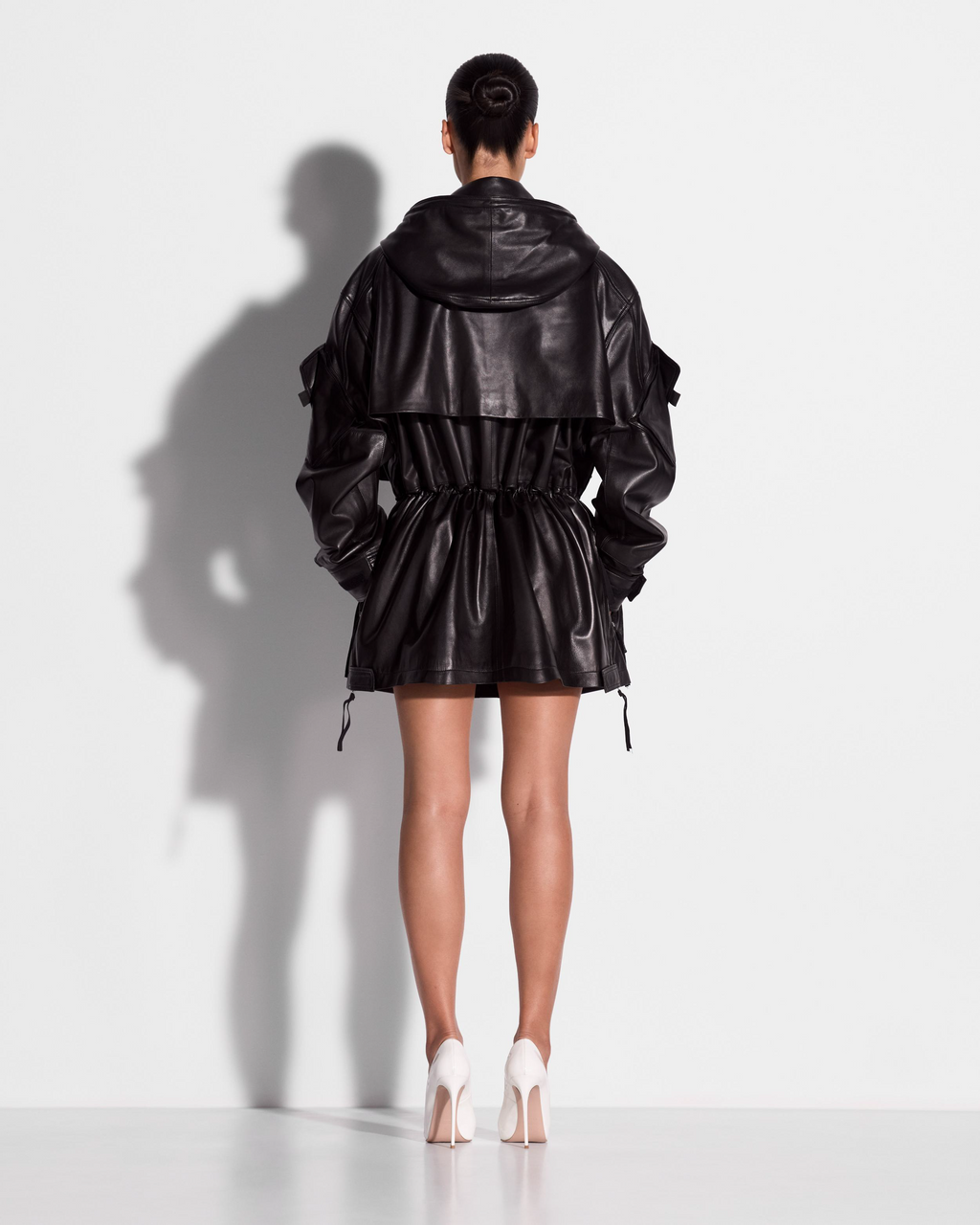Oversize Parka Jacket in Leather